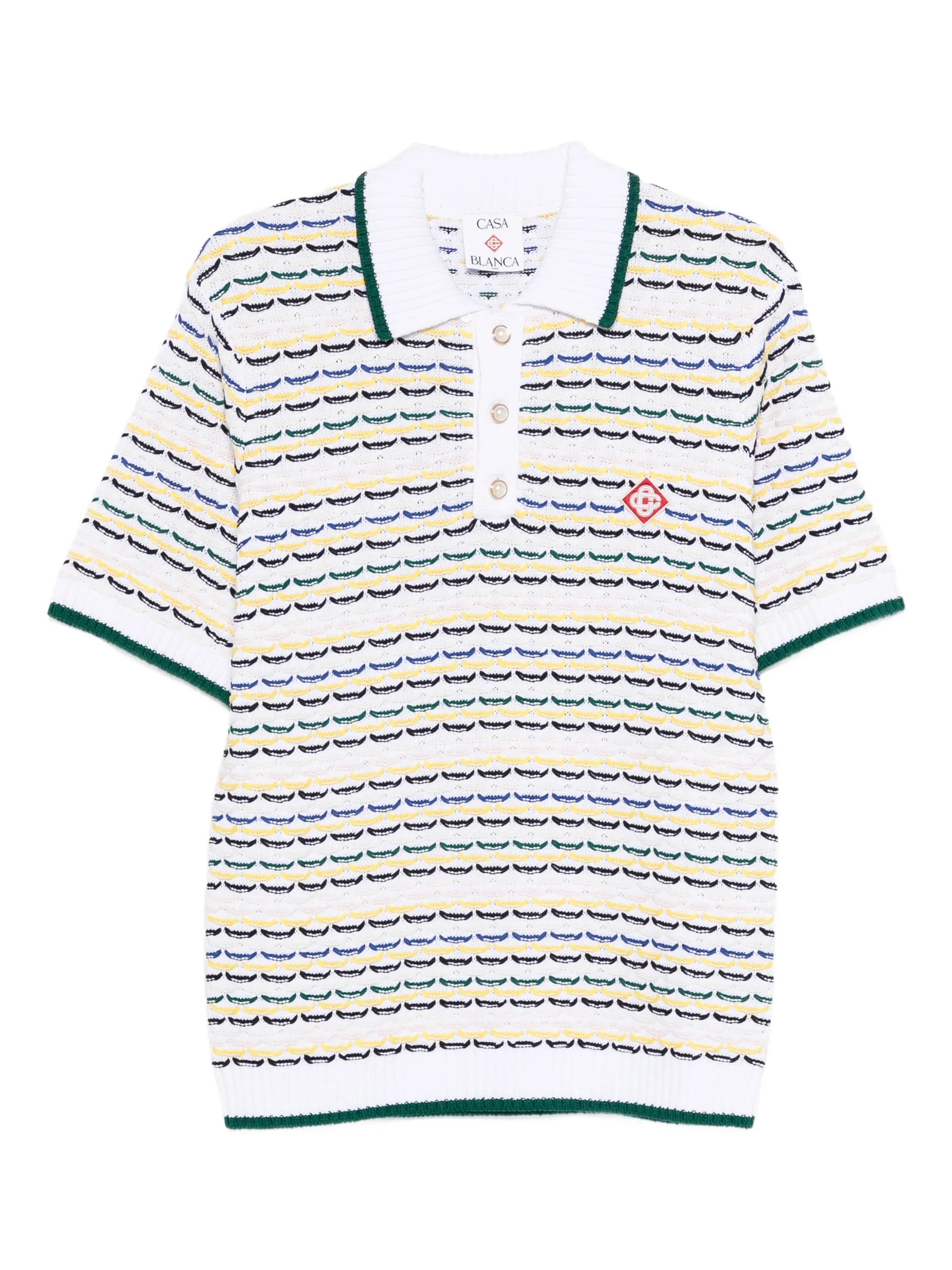 Casablanca Cotton Tuck Stitch Button-up Sweater In Multi