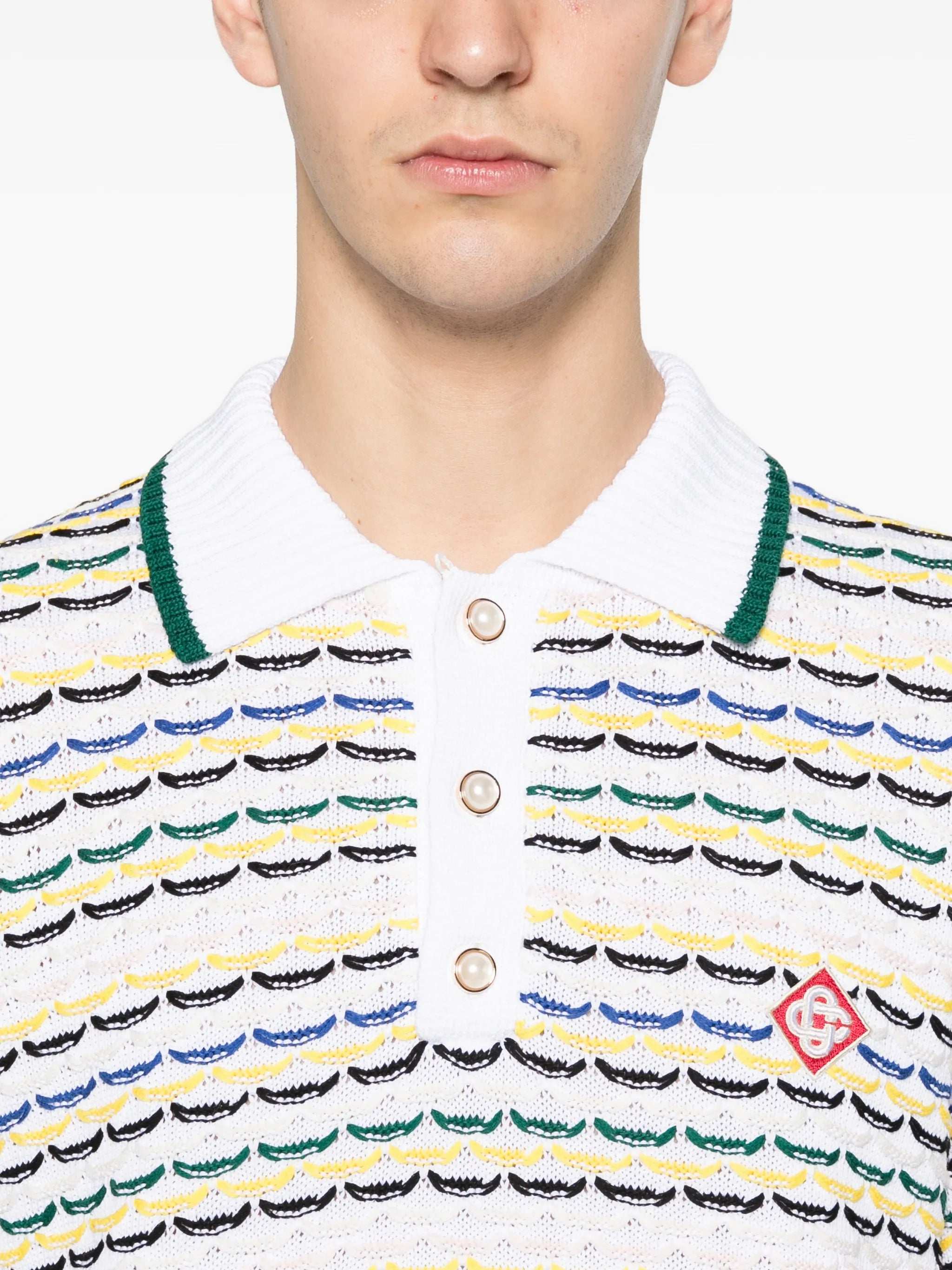Casablanca Cotton Tuck Stitch Button-up Sweater In Multi