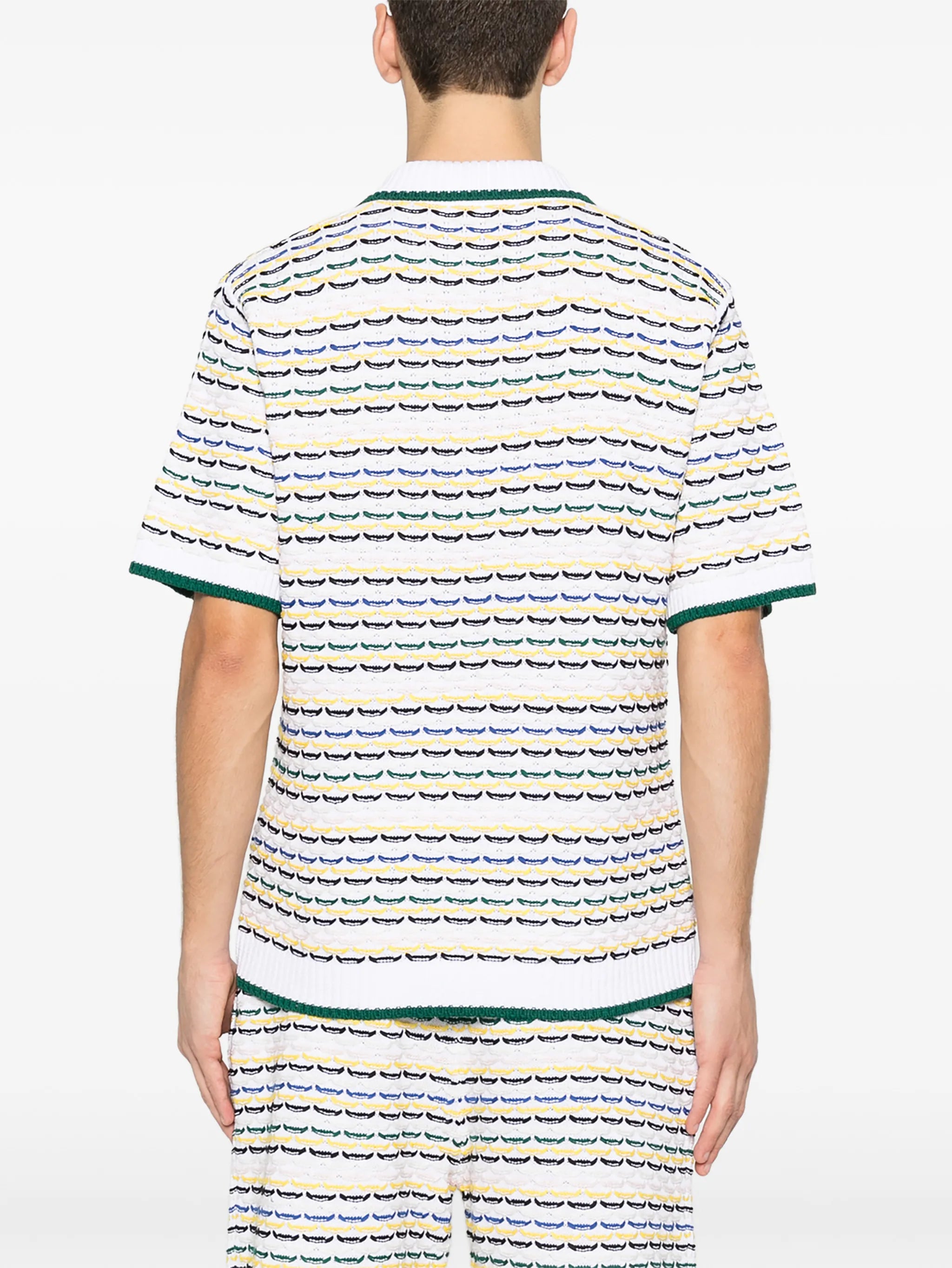 Casablanca Cotton Tuck Stitch Button-up Sweater In Multi