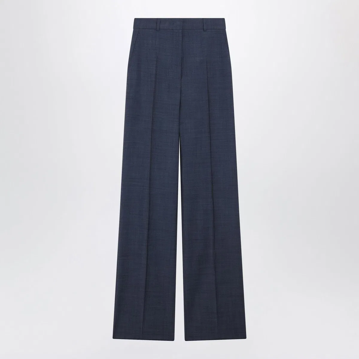 Max Mara Studio Classic Trousers In Blue Virgin Wool