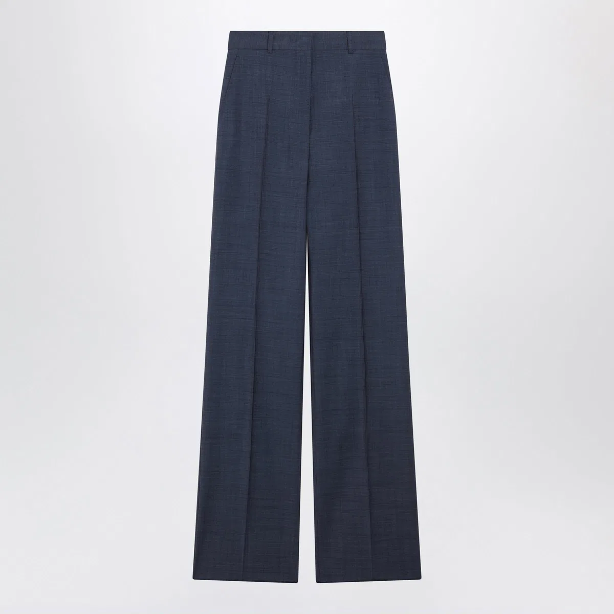 Max Mara Studio Classic Trousers In Blue Virgin Wool In Blue