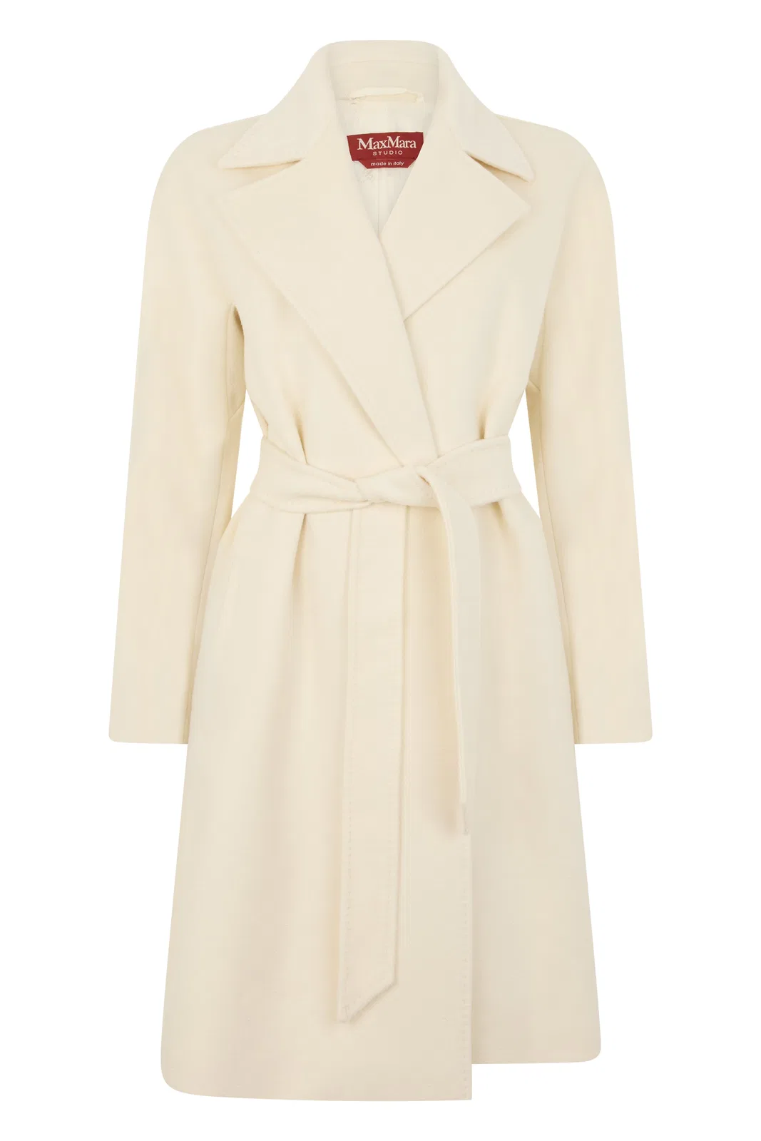 Max Mara Studio Coat With Adjustable Belt In Cream