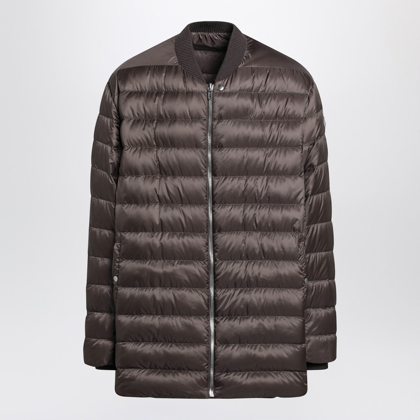 Mud-Colored Quilted Zip-Up Down Jacket