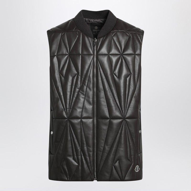 Brown Faux Leather Zipup Vest