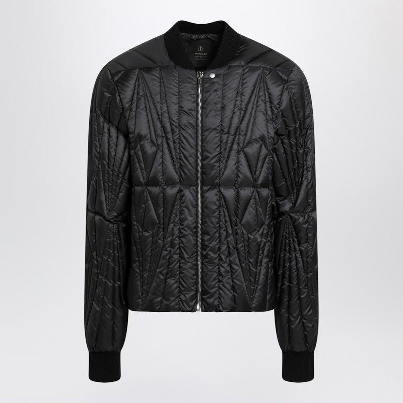 Black Quilted Zipup Down Jacket
