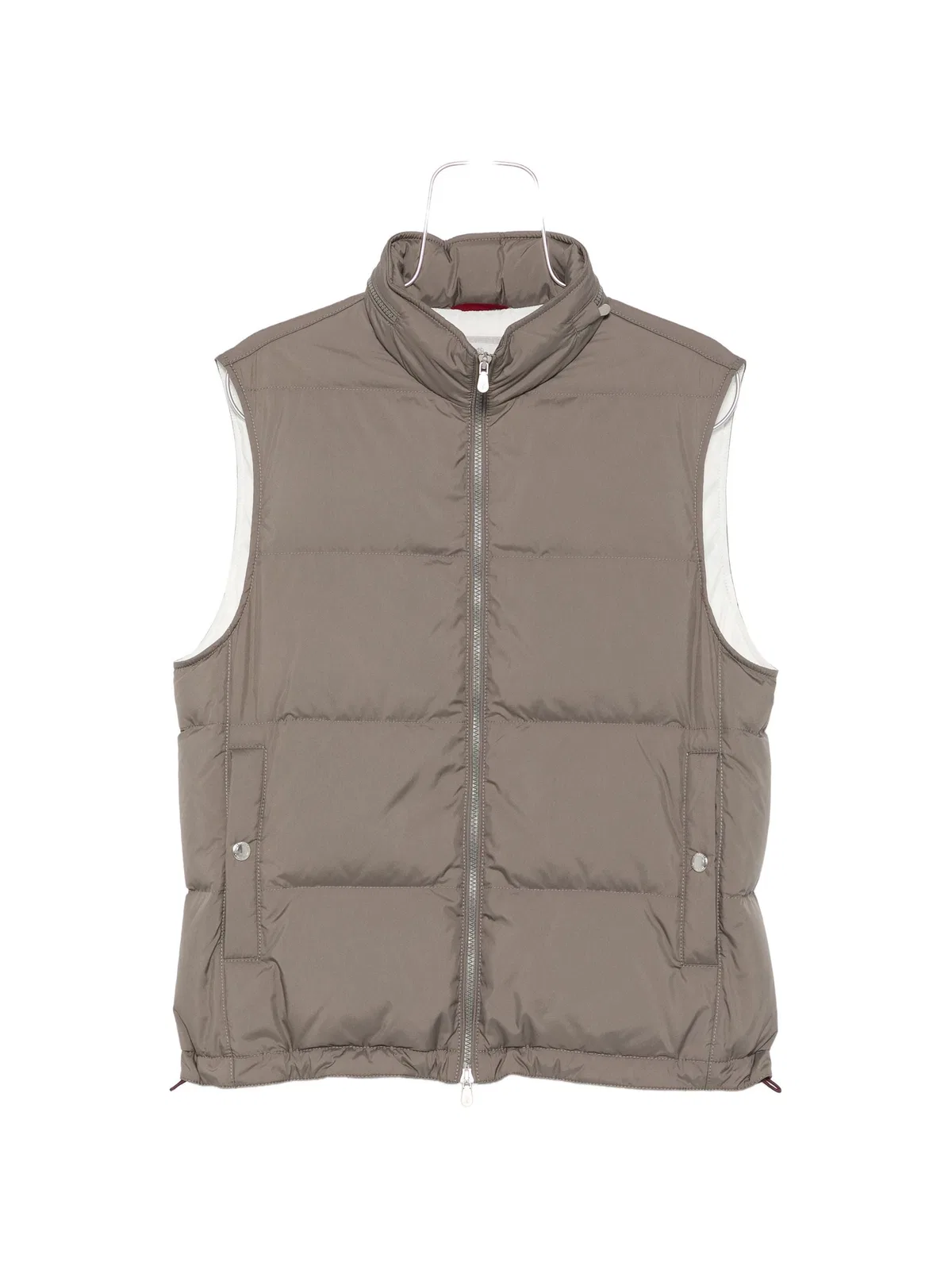 Lightweight Techno-Fabric Down Vest With Packable Hood