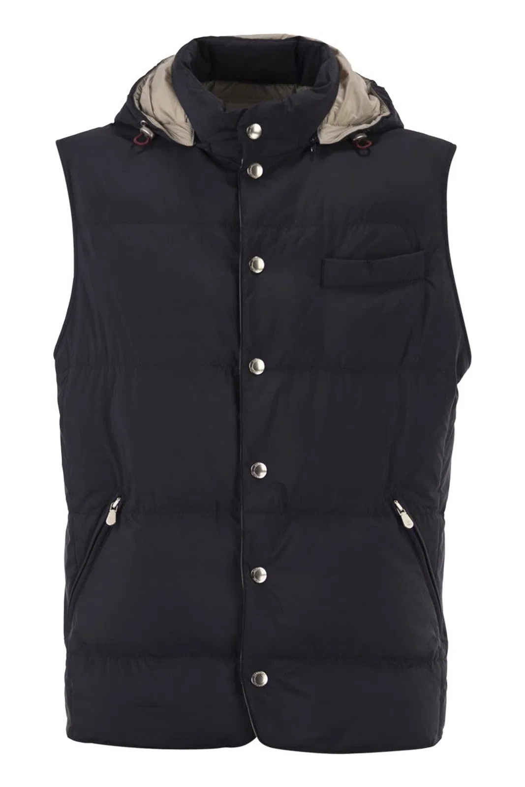 Padded Hooded Gilet In Technical Fabric