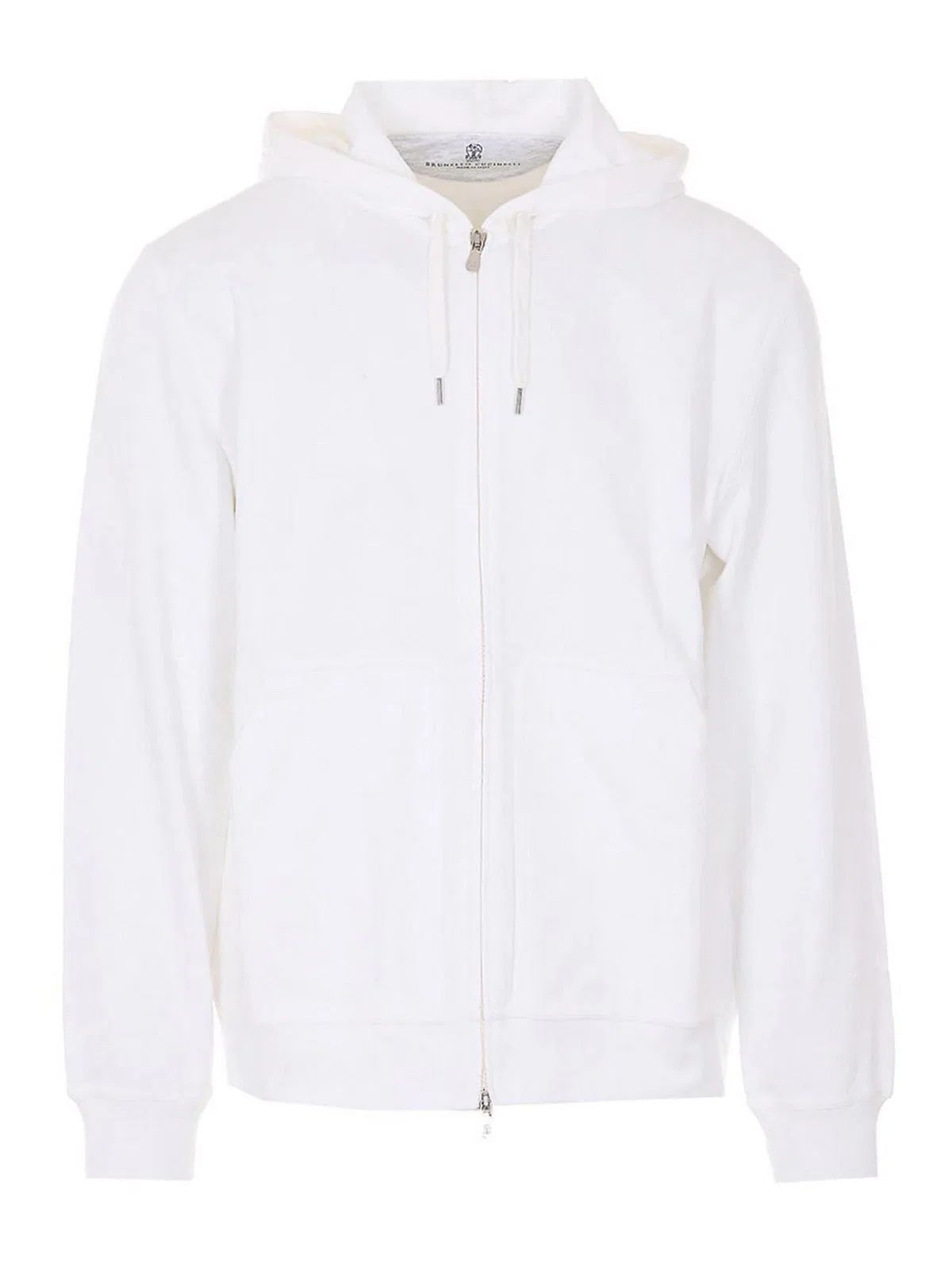 White Zip Hoodie With Zip Closure