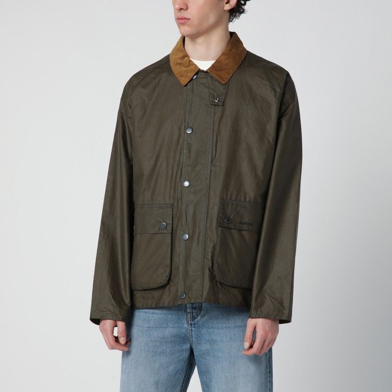 Green Wax Cotton Corduroy Collar Jacket