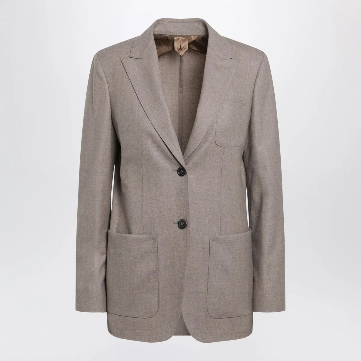 Max Mara Single Breasted Jacket Notch Lapel Pockets In Brown