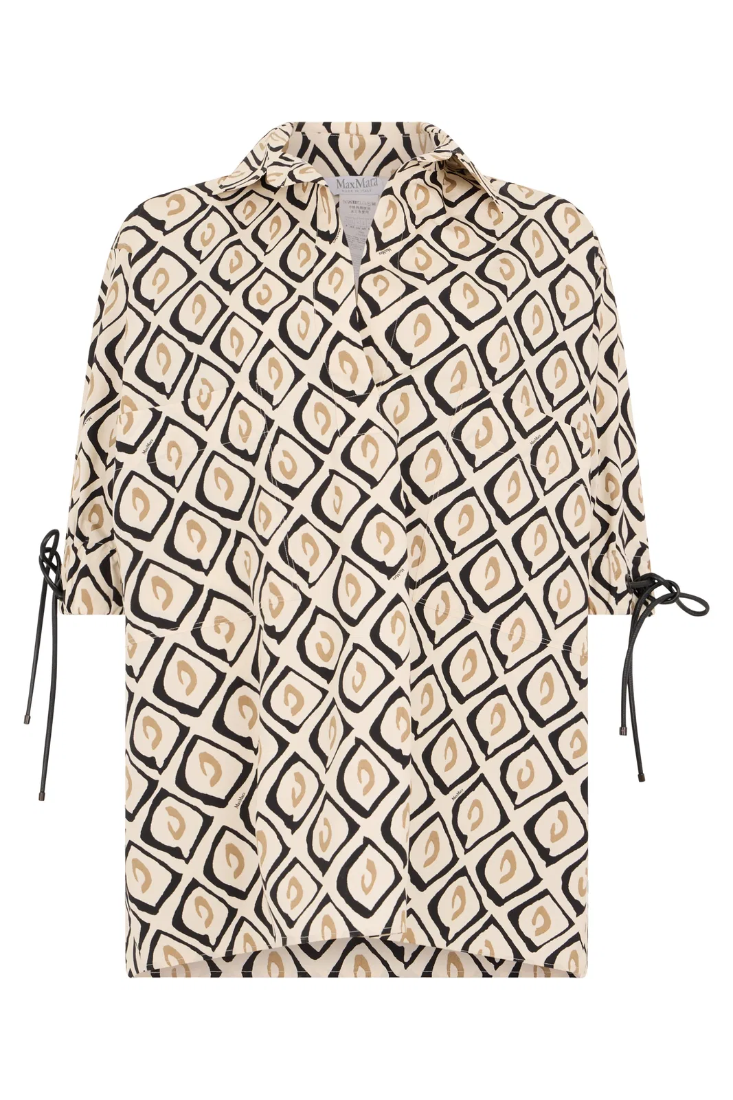 Max Mara Printed Cotton Blouse In Beige