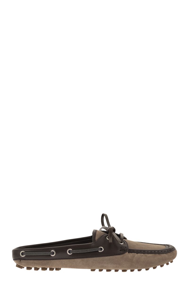 Suede Sabot Loafers With Jewellery