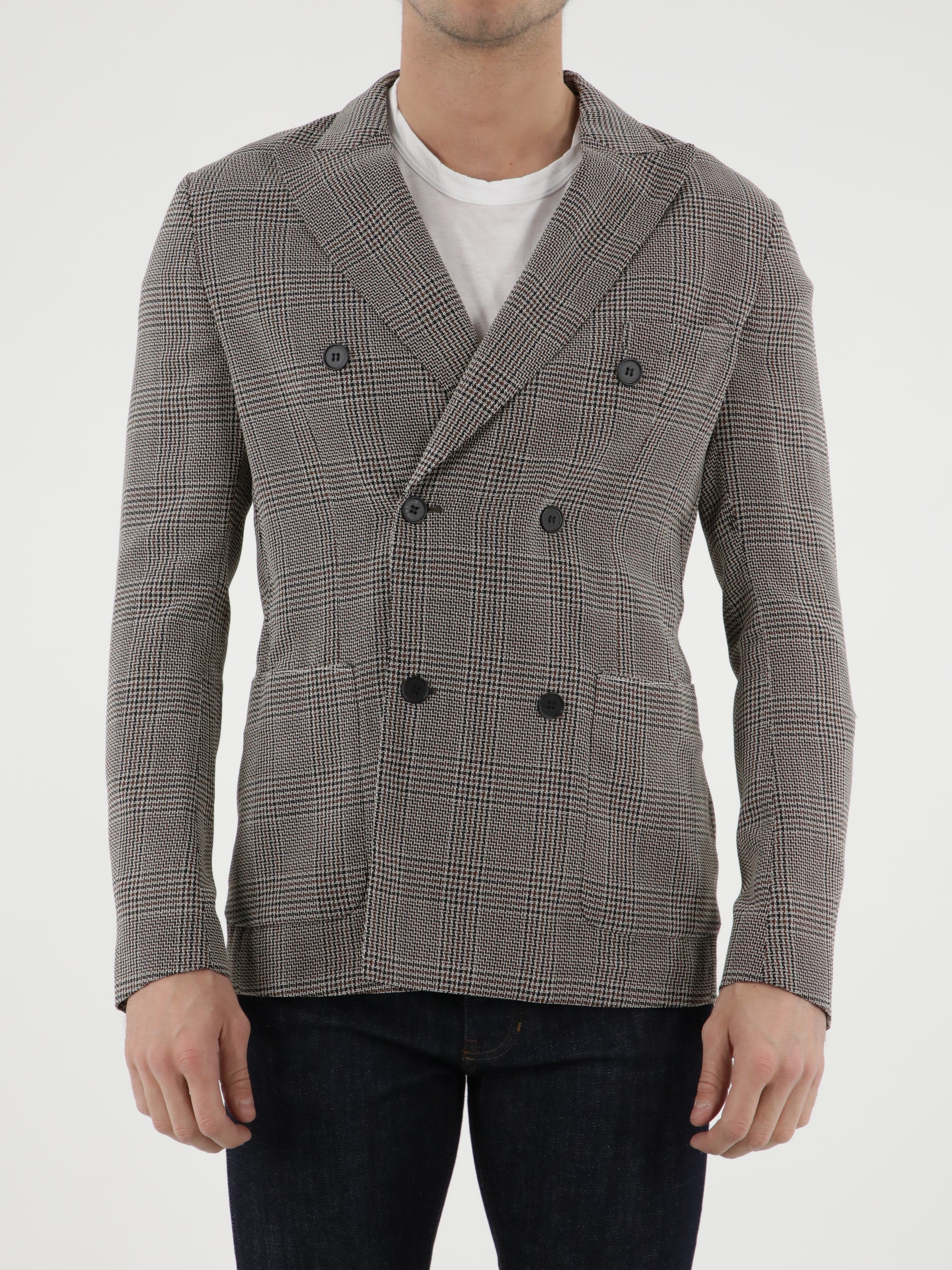 Double-Breasted Glen Plaid Jacket