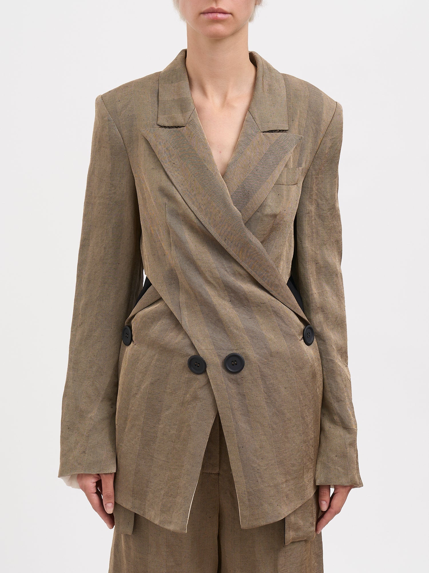 Double-Breasted Linen Jacket