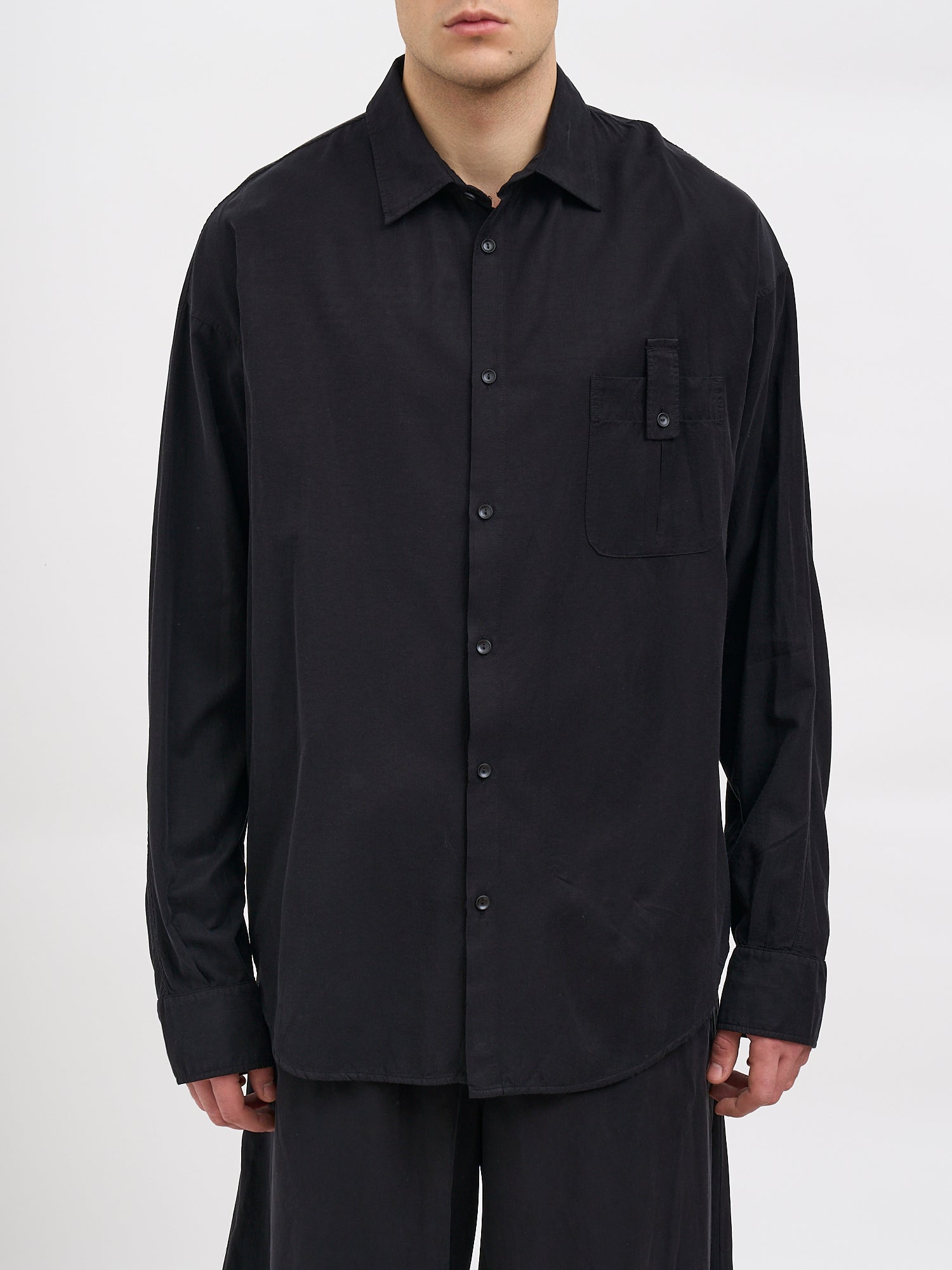 Camicia Over In Cupro E Cotone