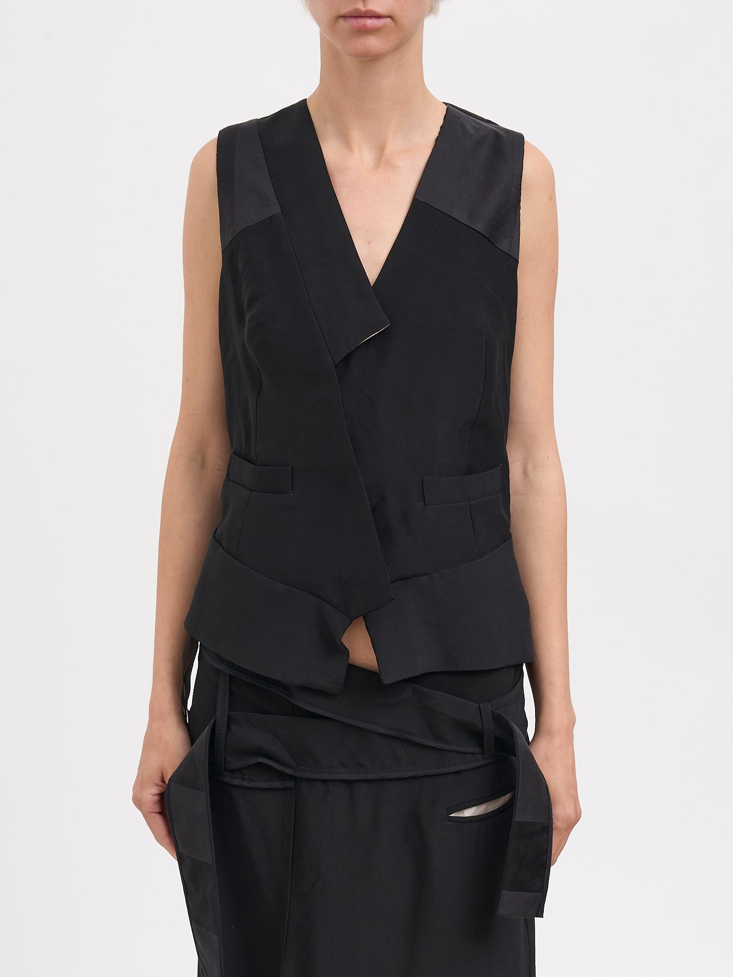 Asymmetrical Viscoso And Silk Gilet