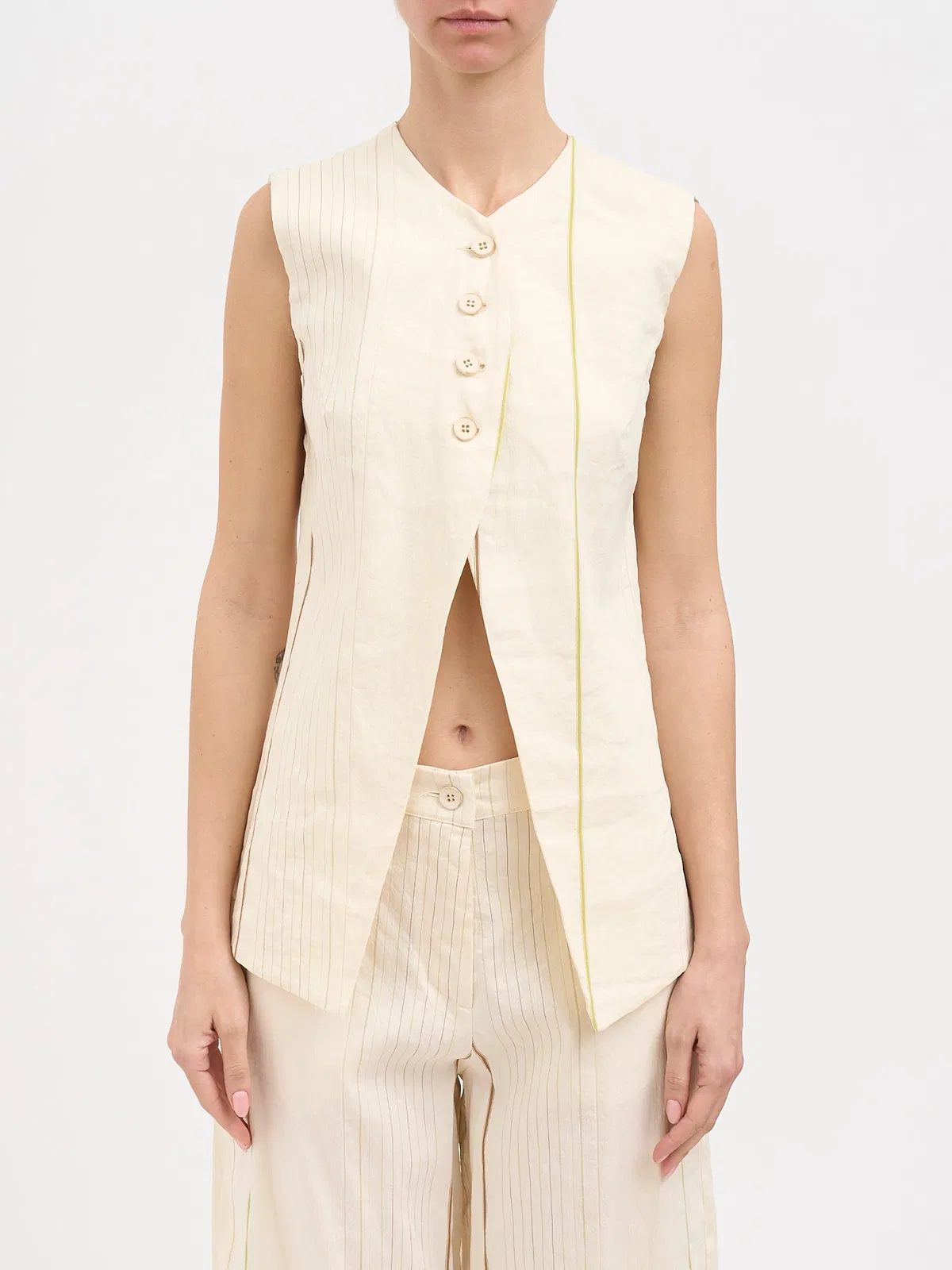 Striped Cotton And Linen Top