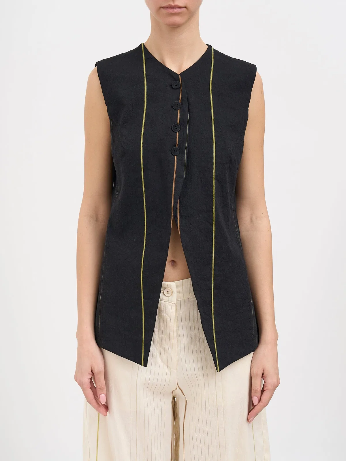 Striped Cotton And Linen Top