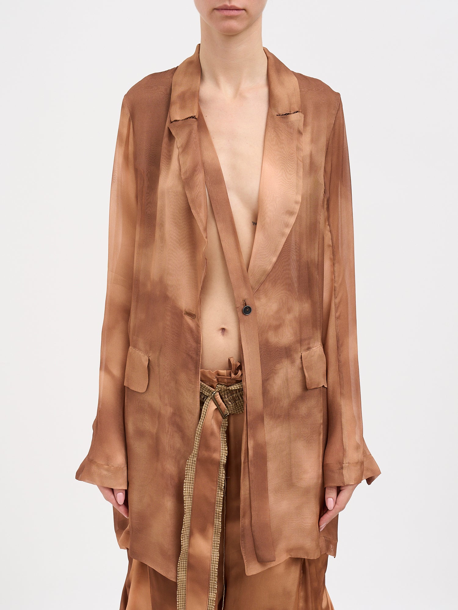One-Button Silk Jacket