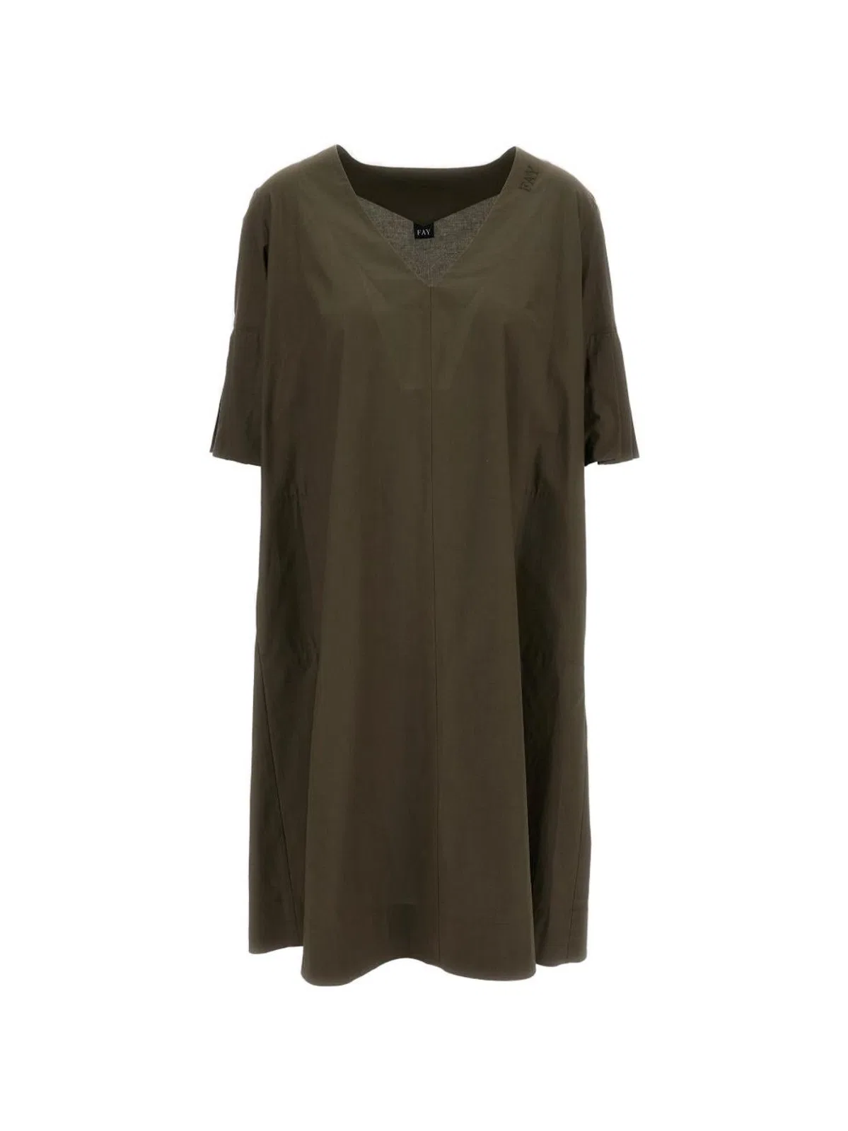 Fay Green Viscose V-neck Pleated Dresses