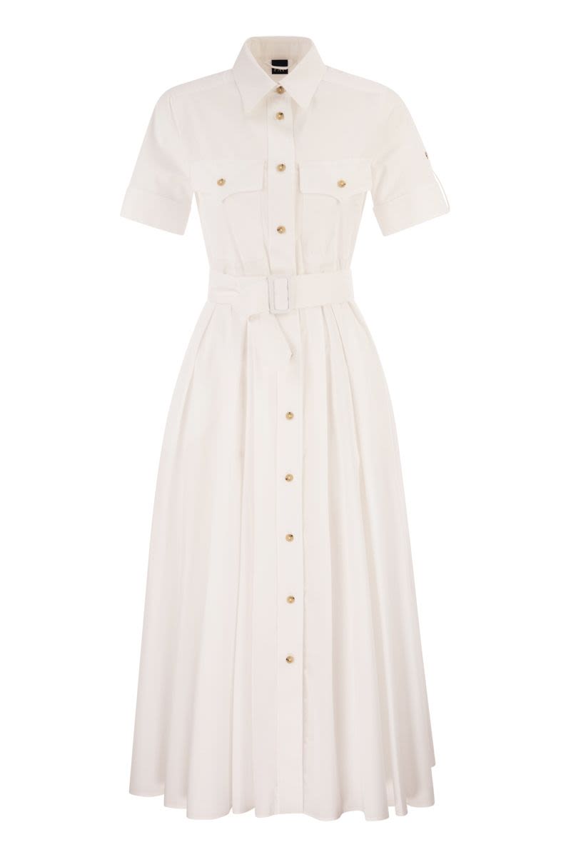 Stretch Cotton Poplin Shirt Dress