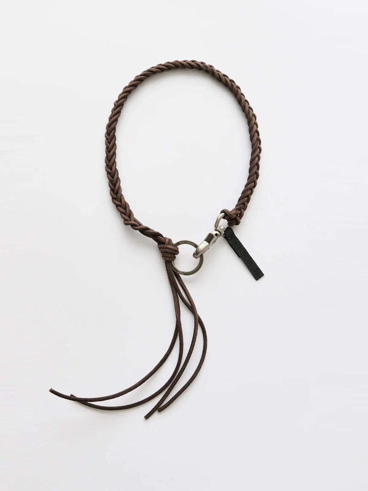 Braided Ladon Necklace Brown Leather