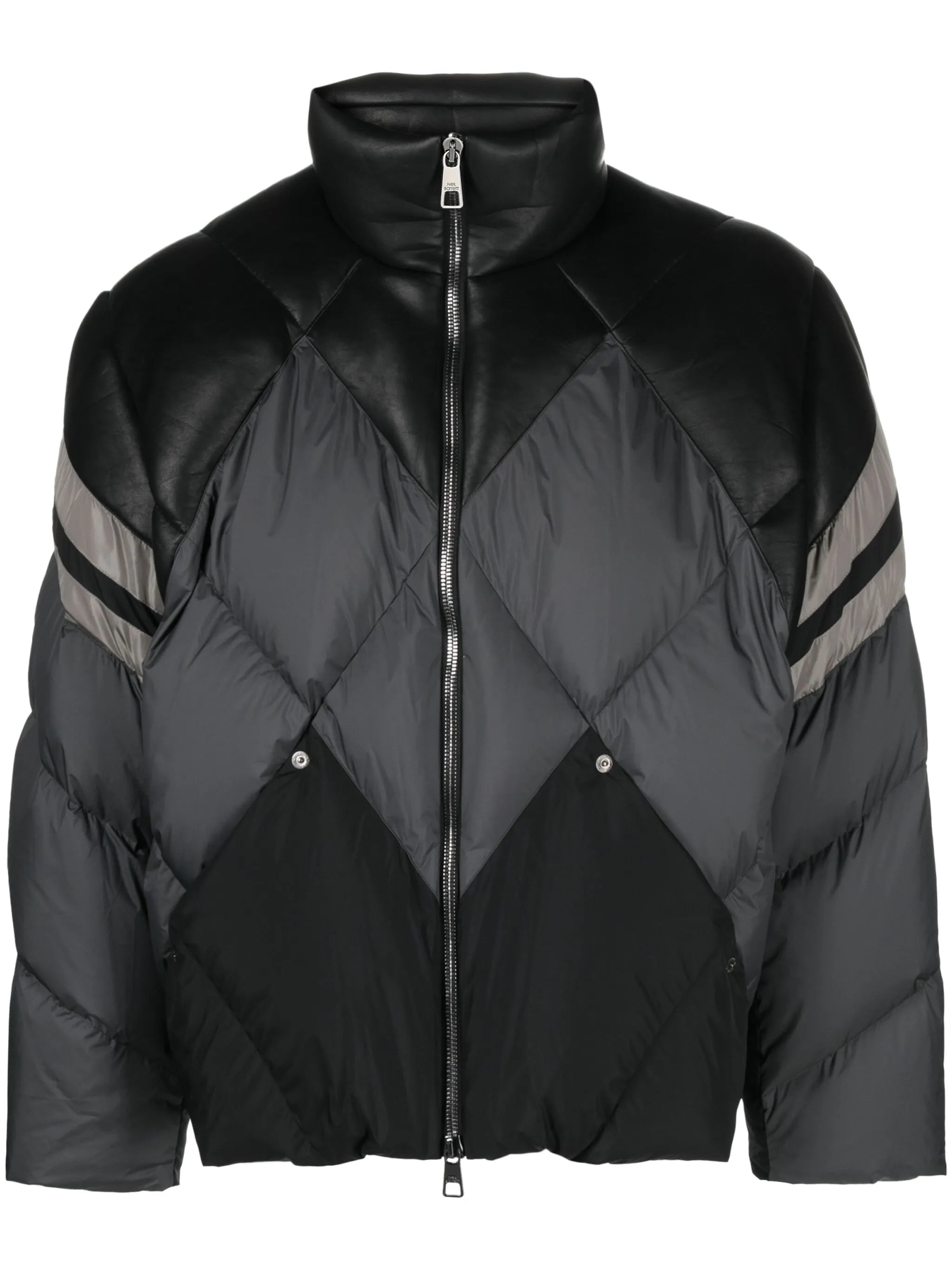 Black Grey Polyurethane Polyester Bomber