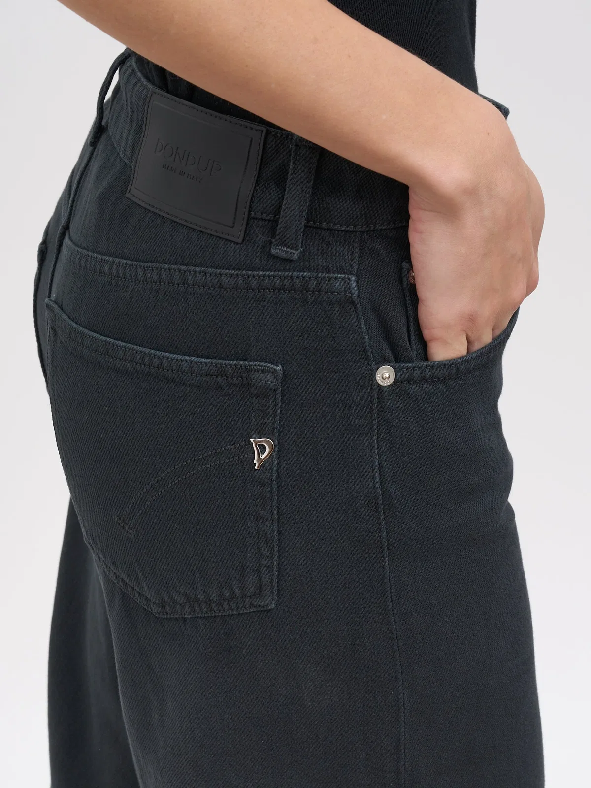 Dondup Marlen Wide Leg Denim Pants In Black