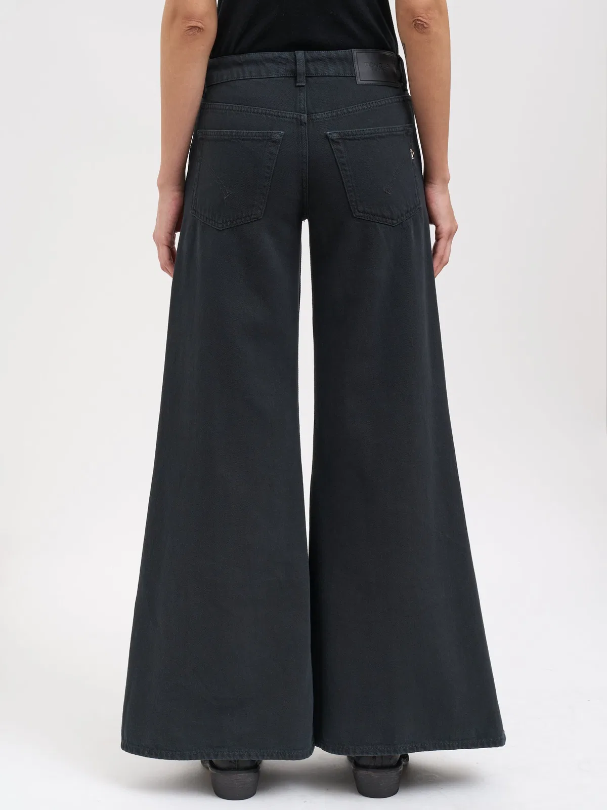 Dondup Marlen Wide Leg Denim Pants In Black