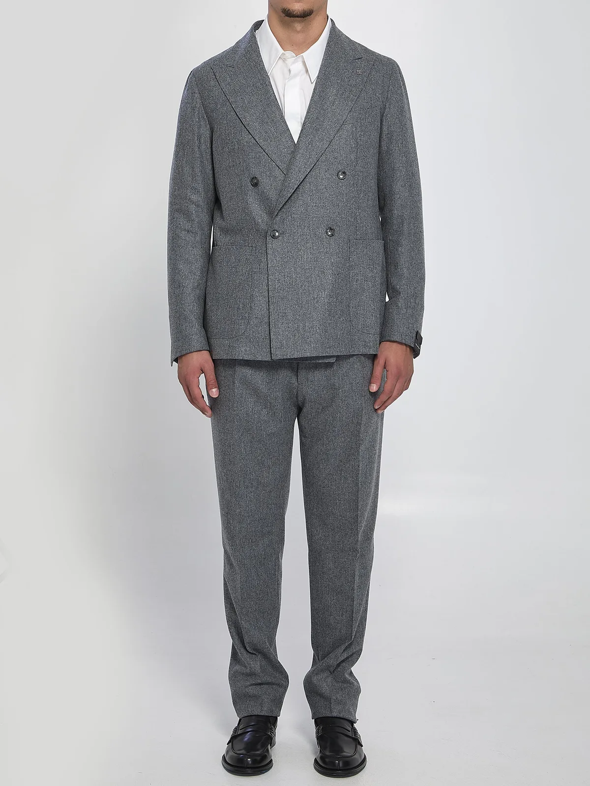 Tagliatore Double-breasted Flannel Suit In Gray