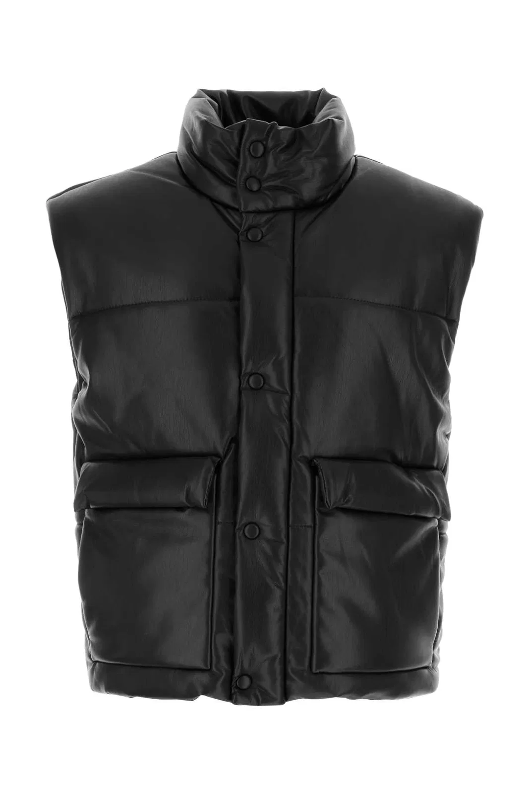 Black Synthetic Leather Jovan Padded Jacket