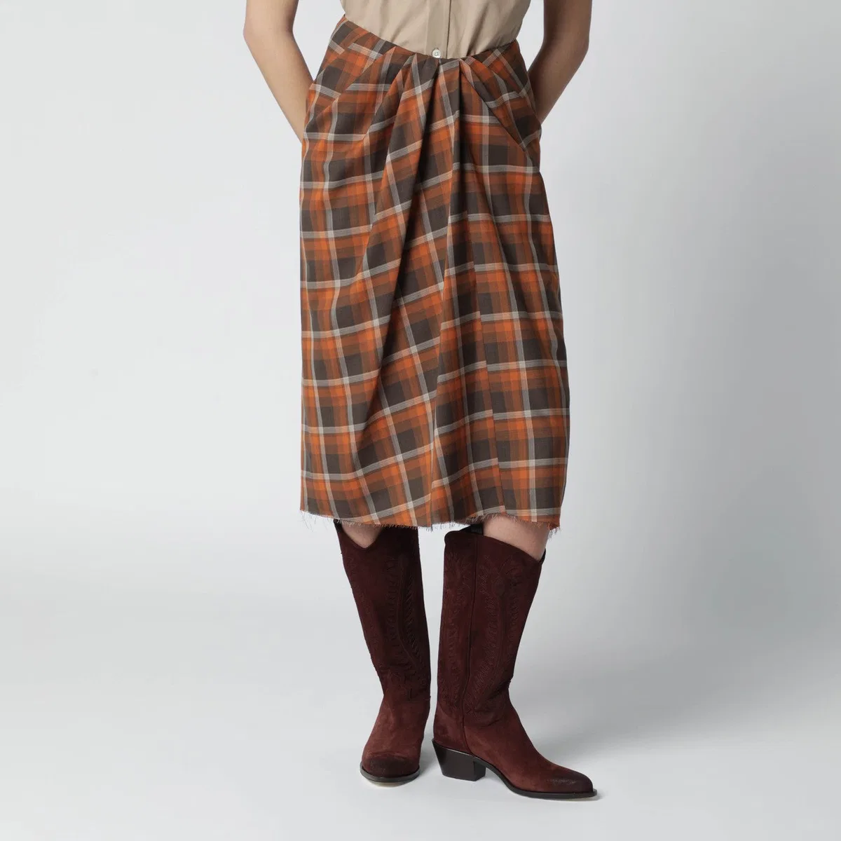 Draped Tartan Skirt