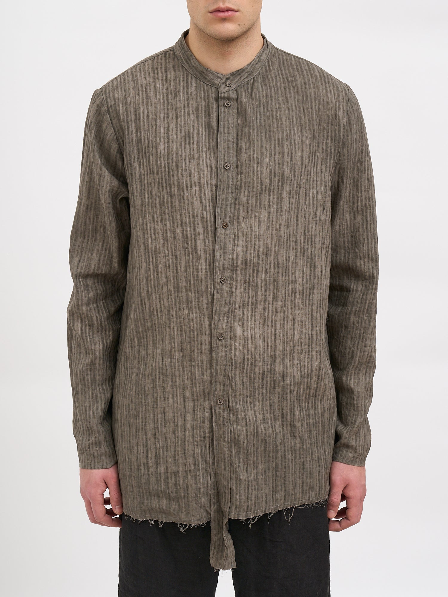 Camicia Coreana In Cotone E Lino