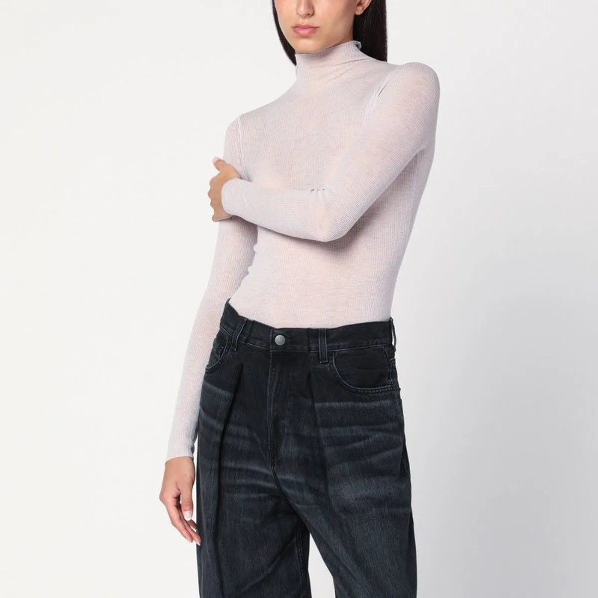 Ivory Semi-Sheer Turtleneck
