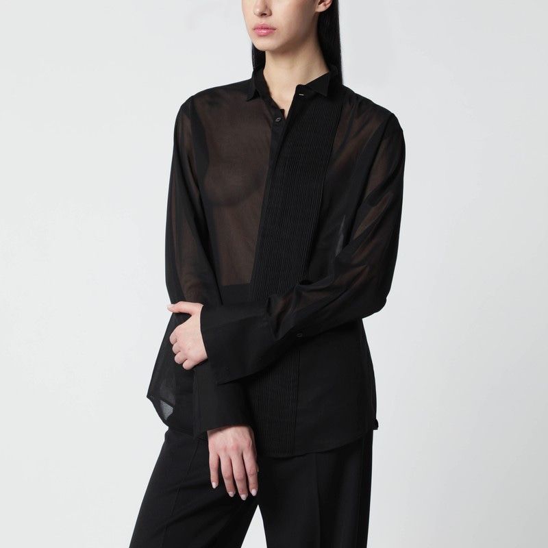 Black Micropleated Shirt