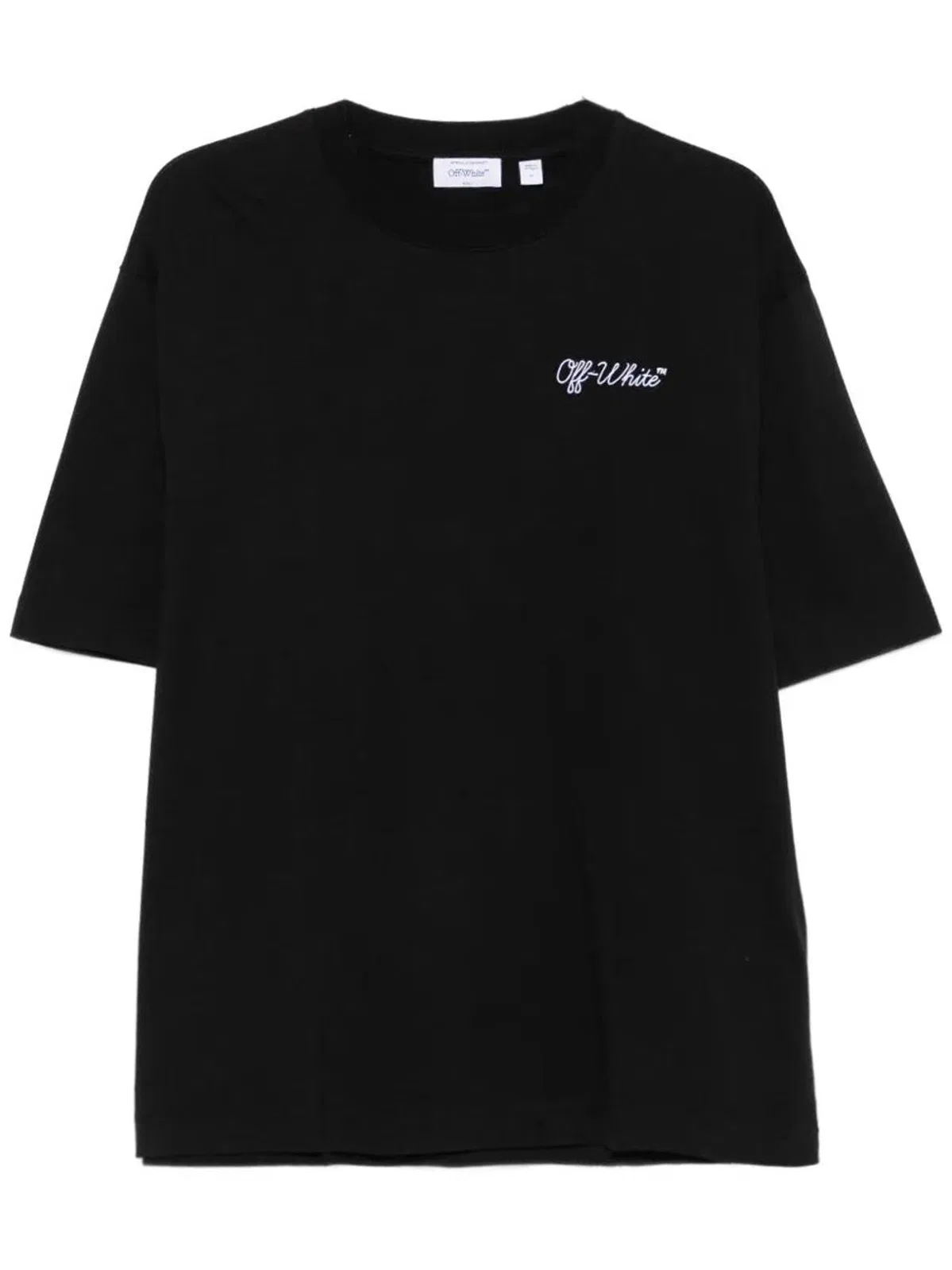 Off-white Crew-neck Cotton T-shirt With Contrasting Logo In Black