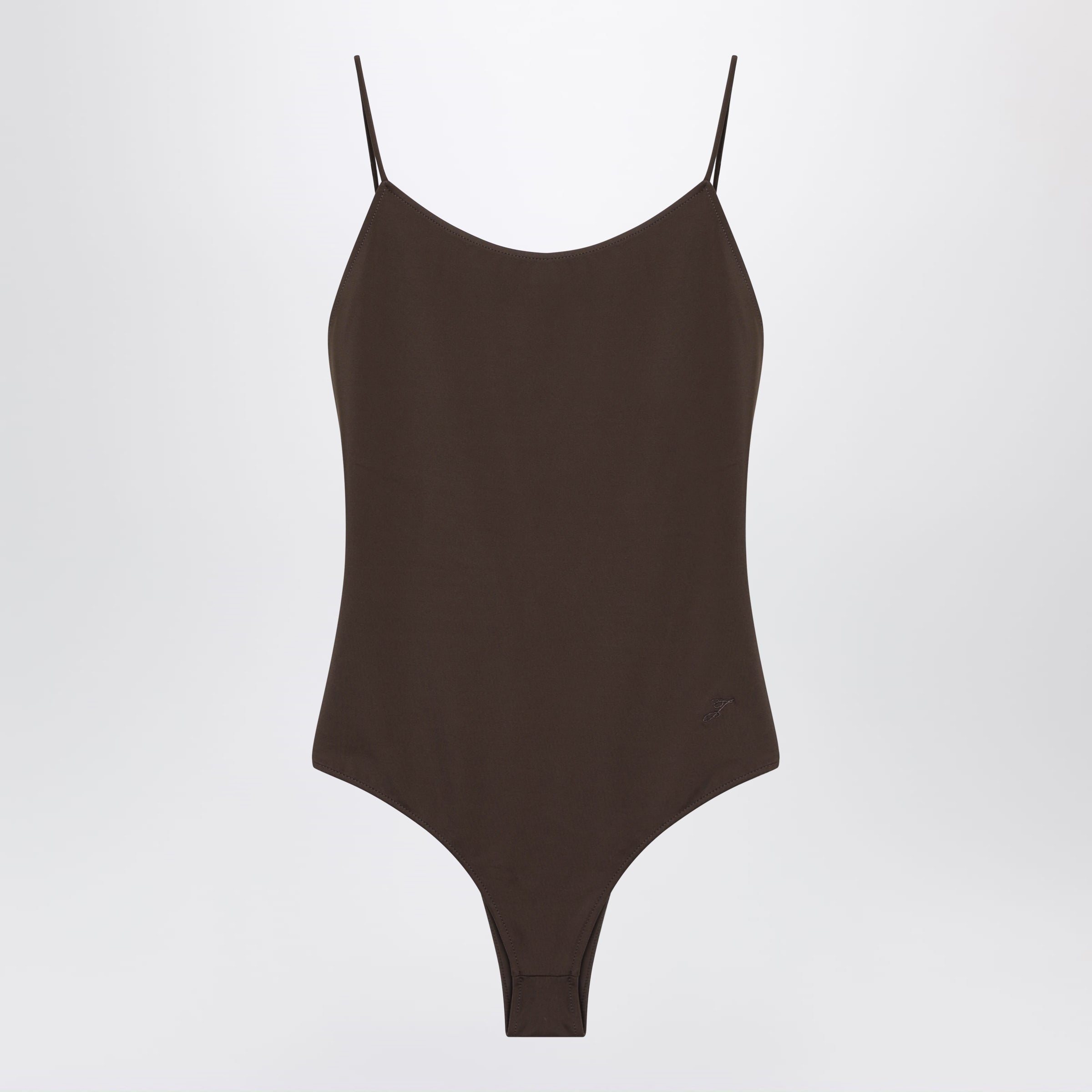 Brown Cabana Swimsuit With Ruffles