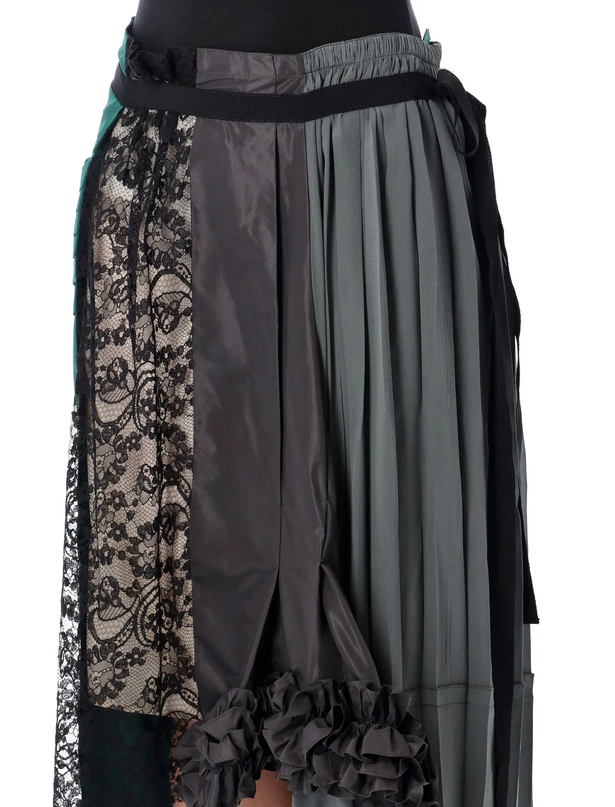Prada Technical Taffeta Patchwork Skirt In Multi
