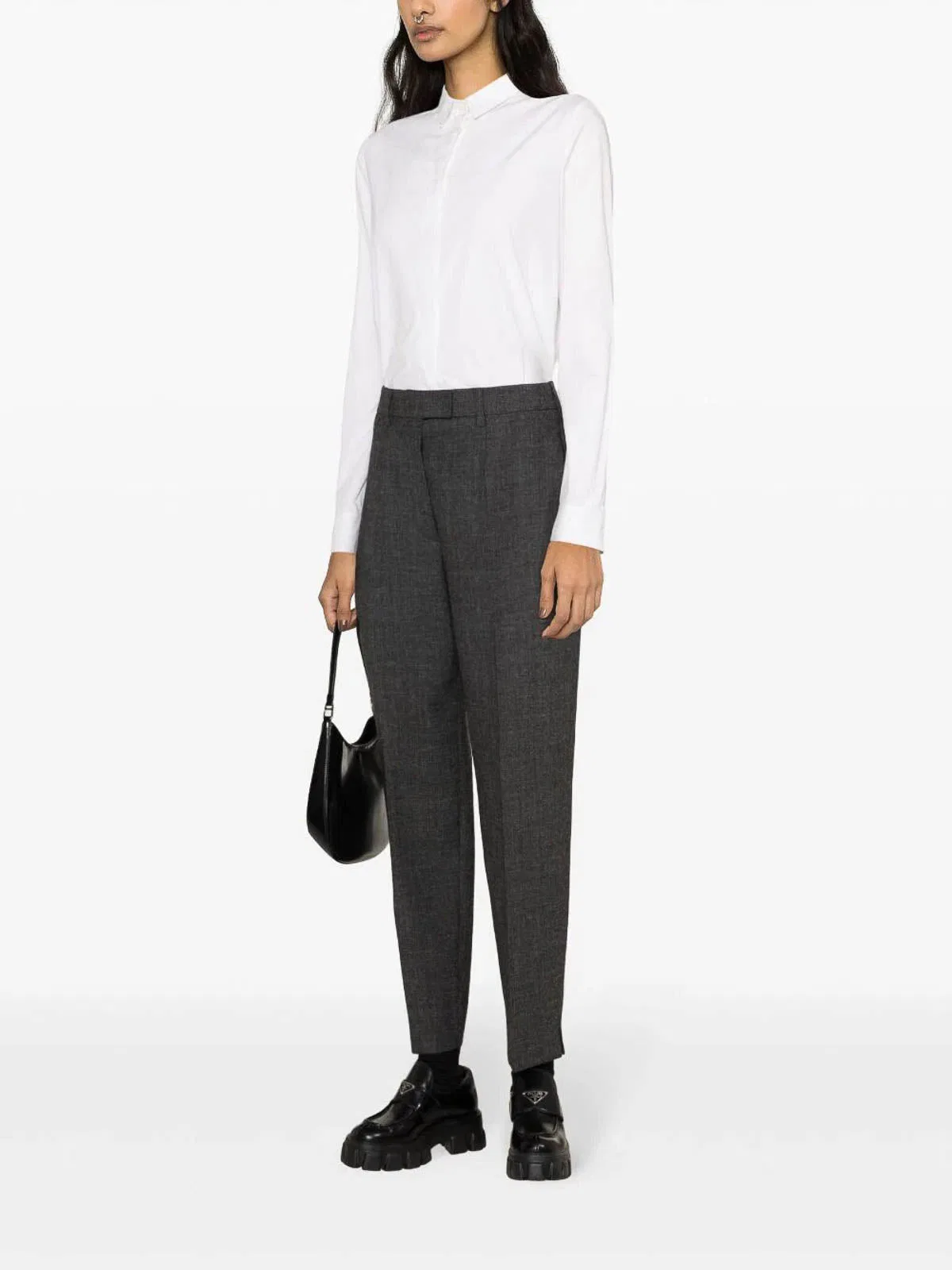 Prada Dark Grey Slim Fit Pant In Gray