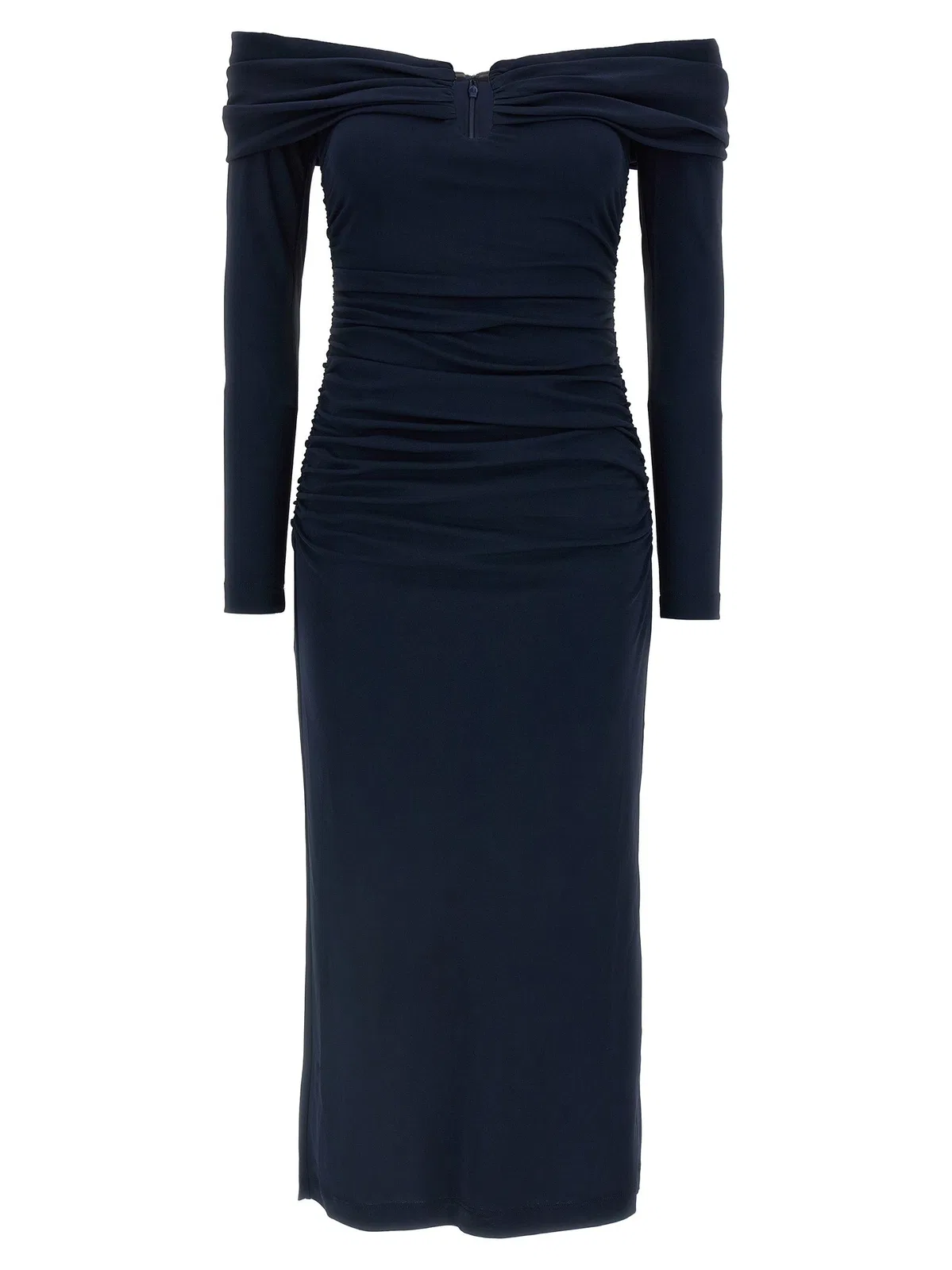 'Off-Shoulder 3/4 Slv Ruched Midi' Dress