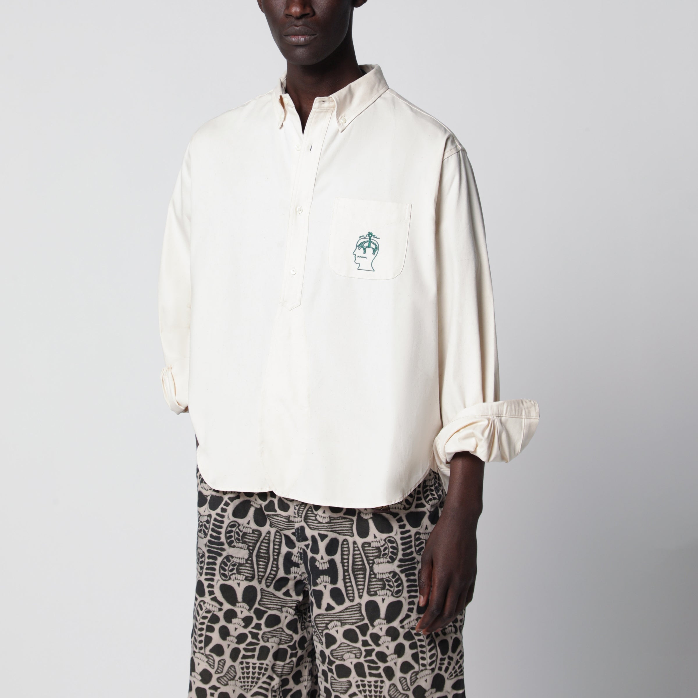 Ivory Button-Down Cotton Shirt