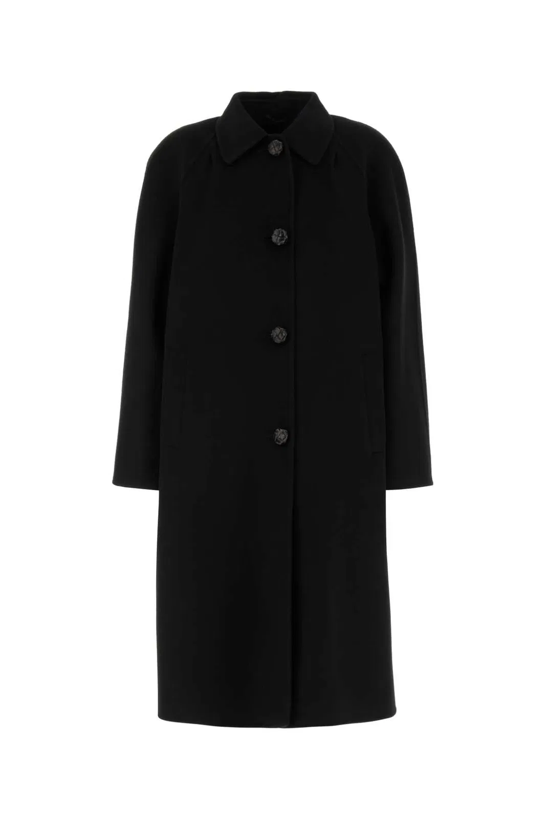Prada Black Wool Blend Coat In Black