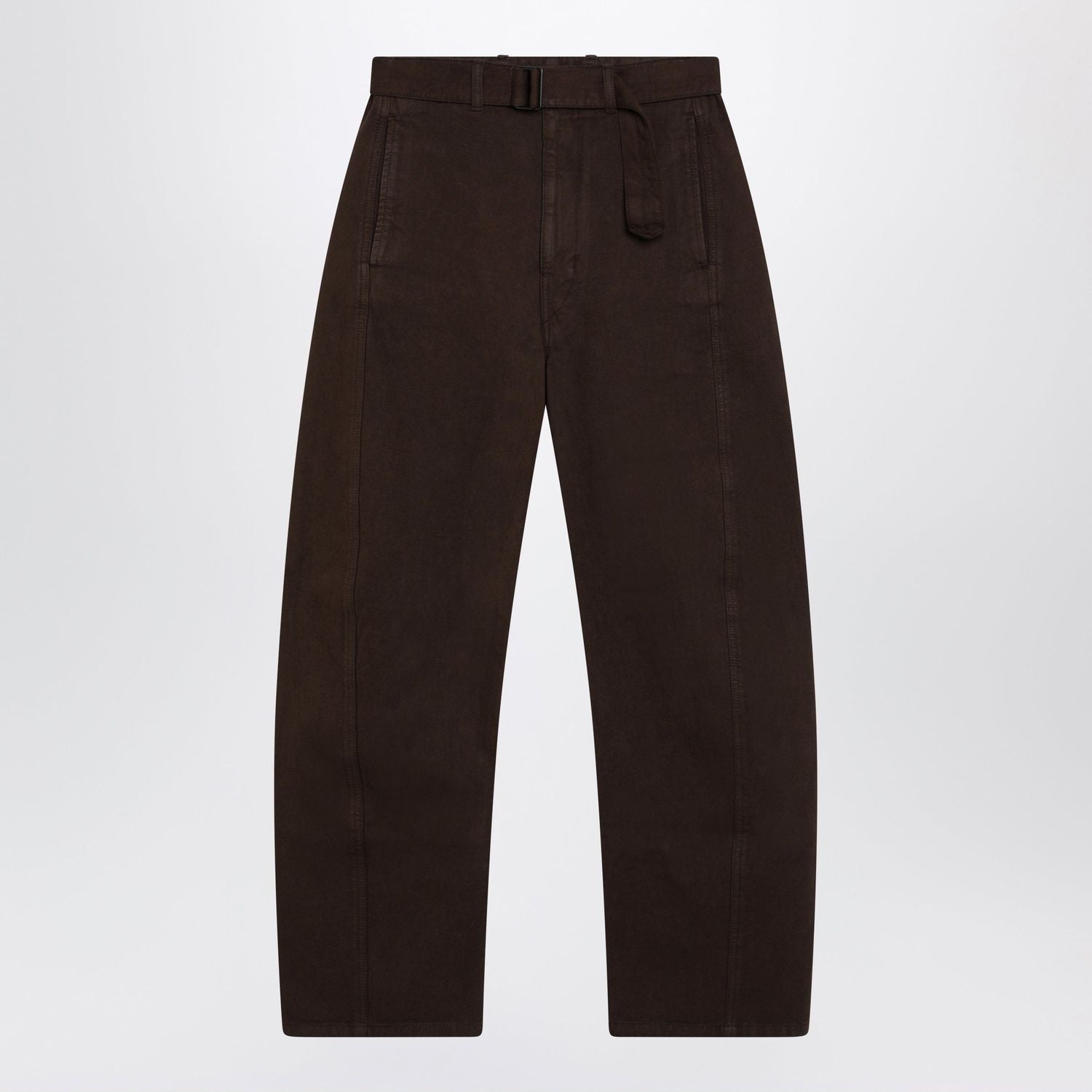 Brown Cotton Trousers With Belt
