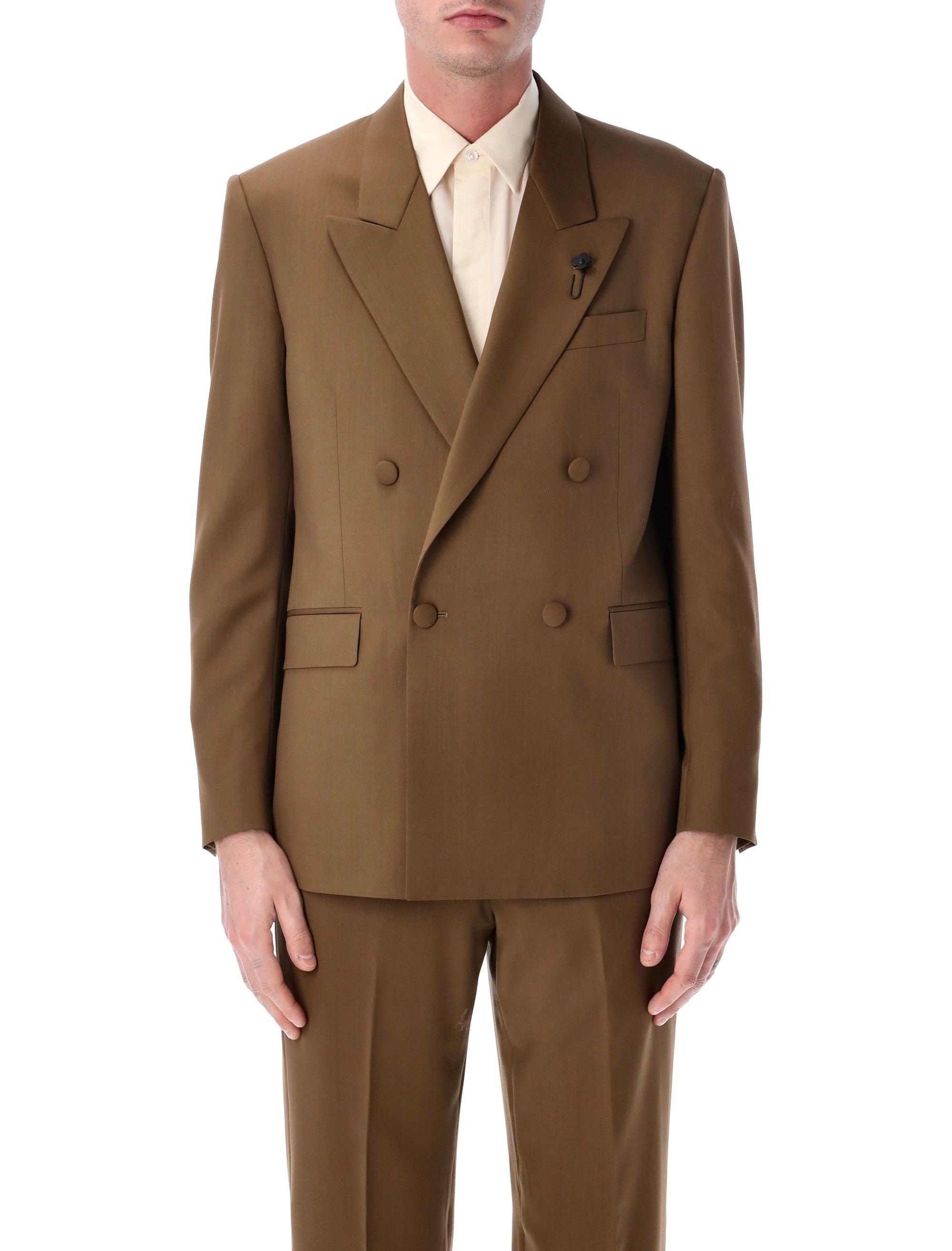Soirée Double-Breasted Brown Wool Jacket