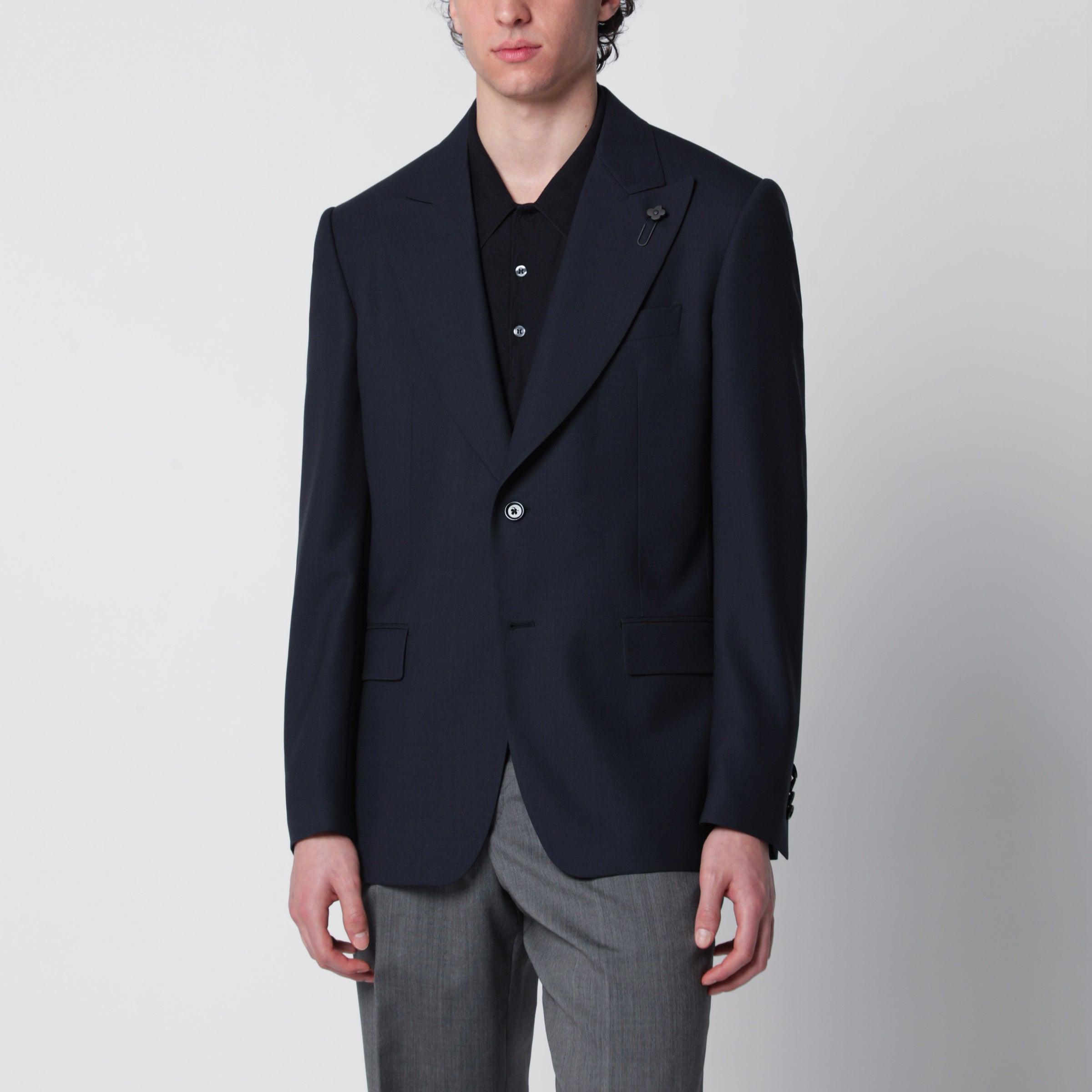 Singlebreasted Blue Wool Jacket
