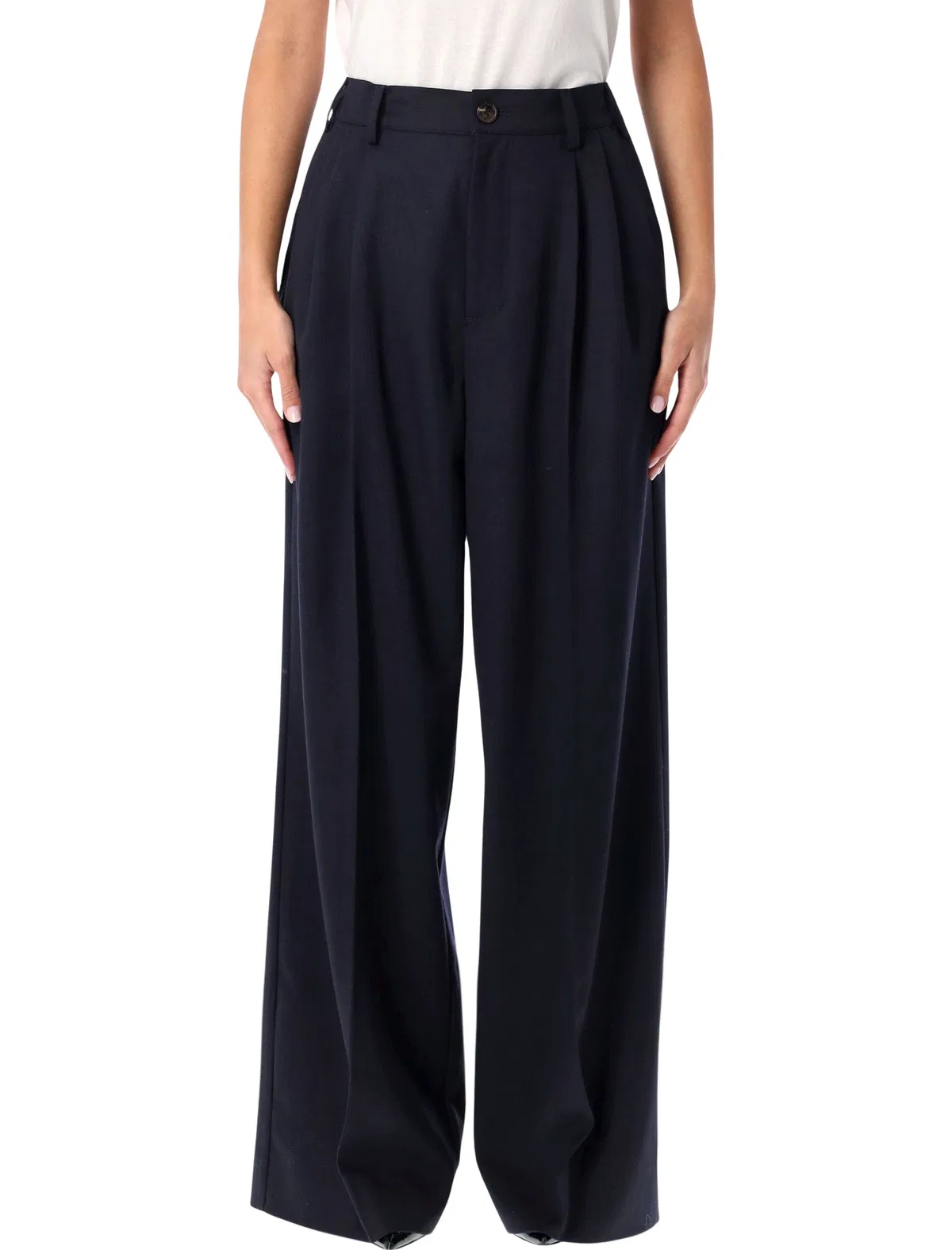 Frejus Navy Blue Wool Trousers