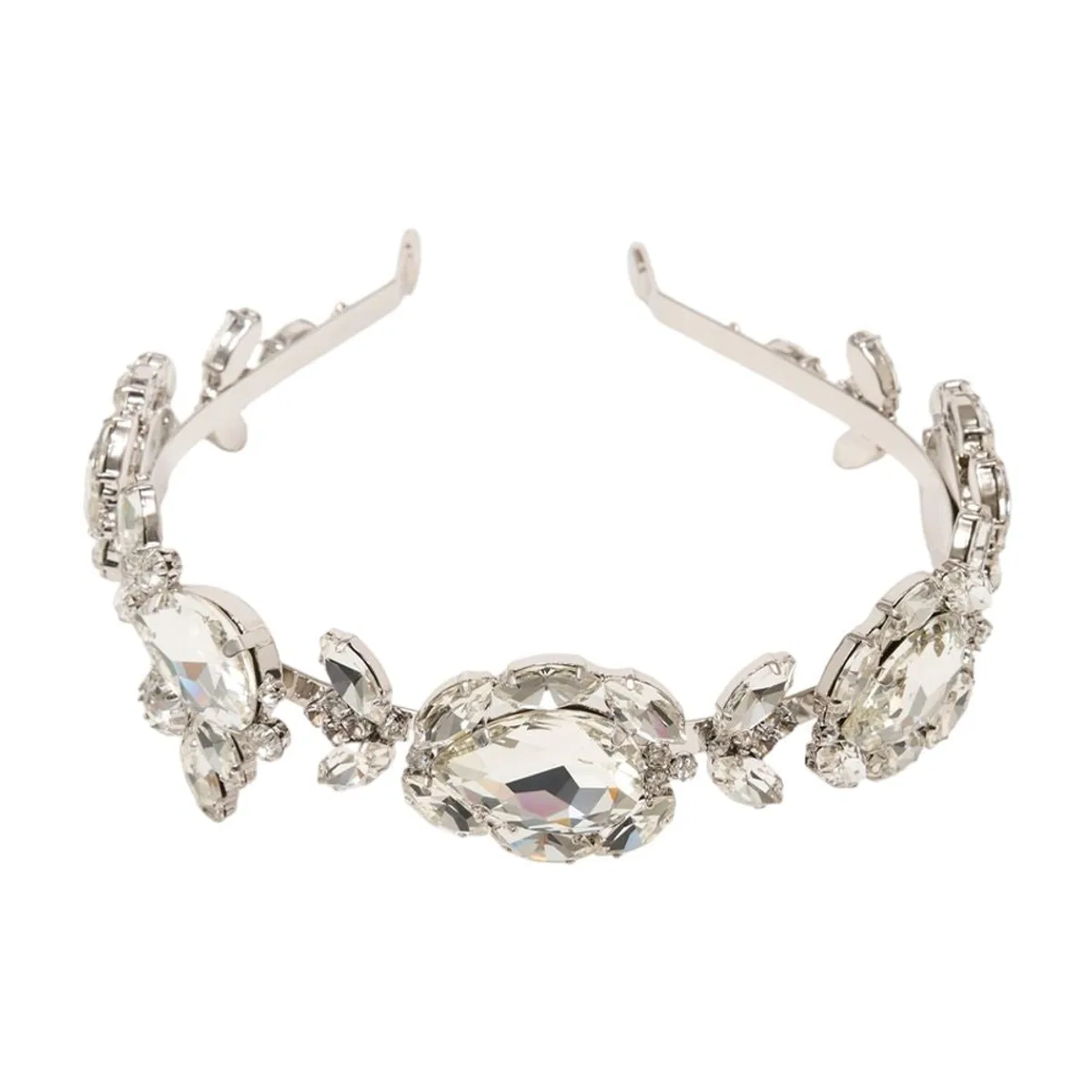 Multi Crystal Headband -  - Pearls - Silver