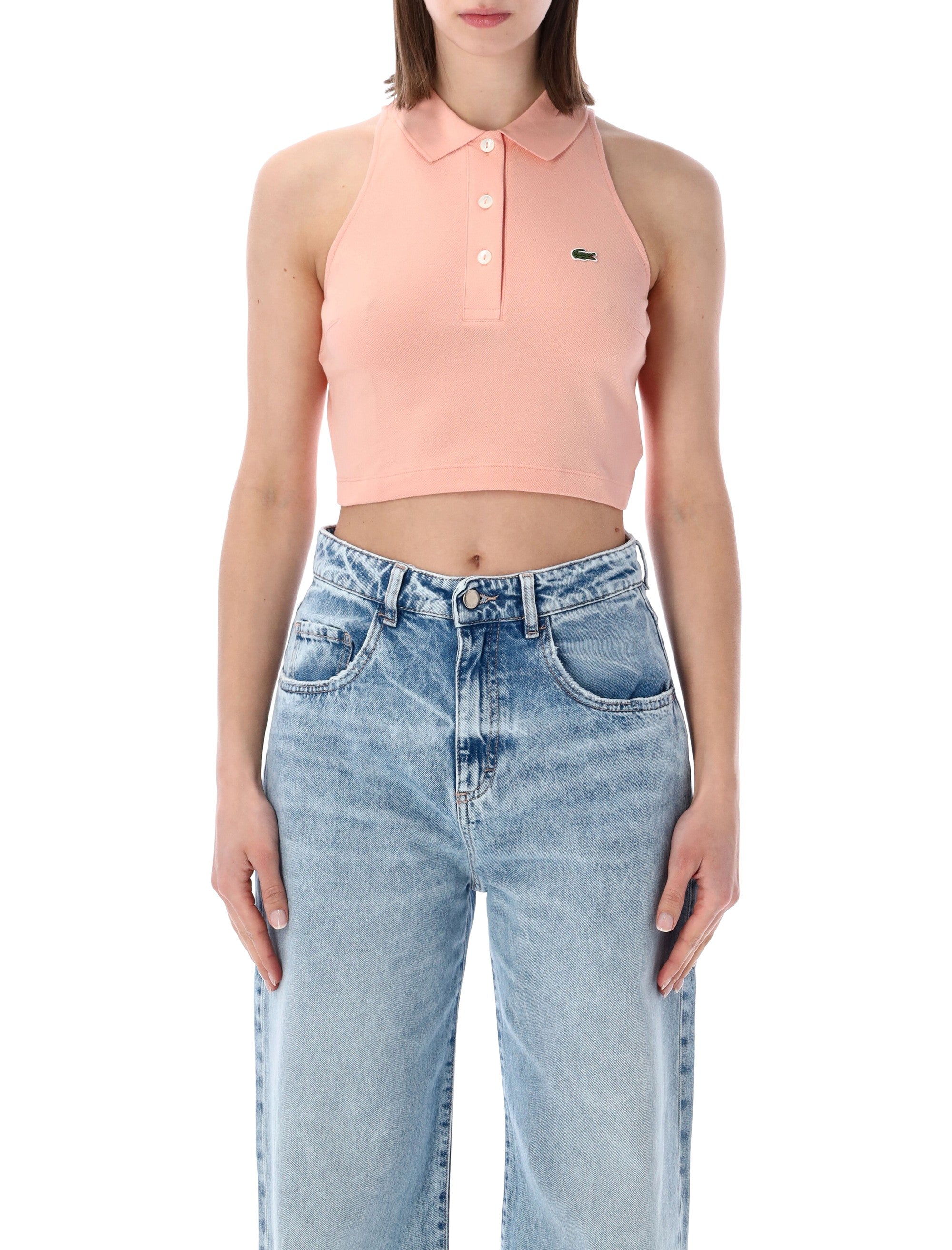 Cropped Cotton Polo Top