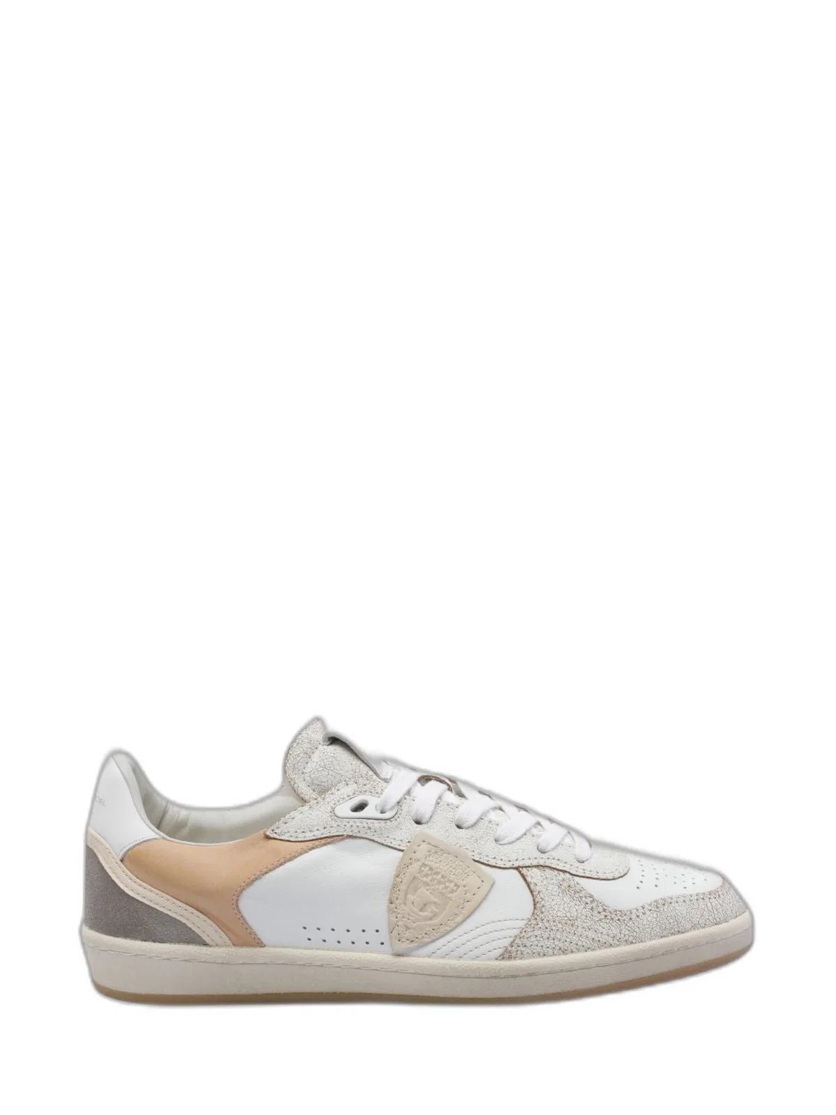 White Beige Leather Sneakers