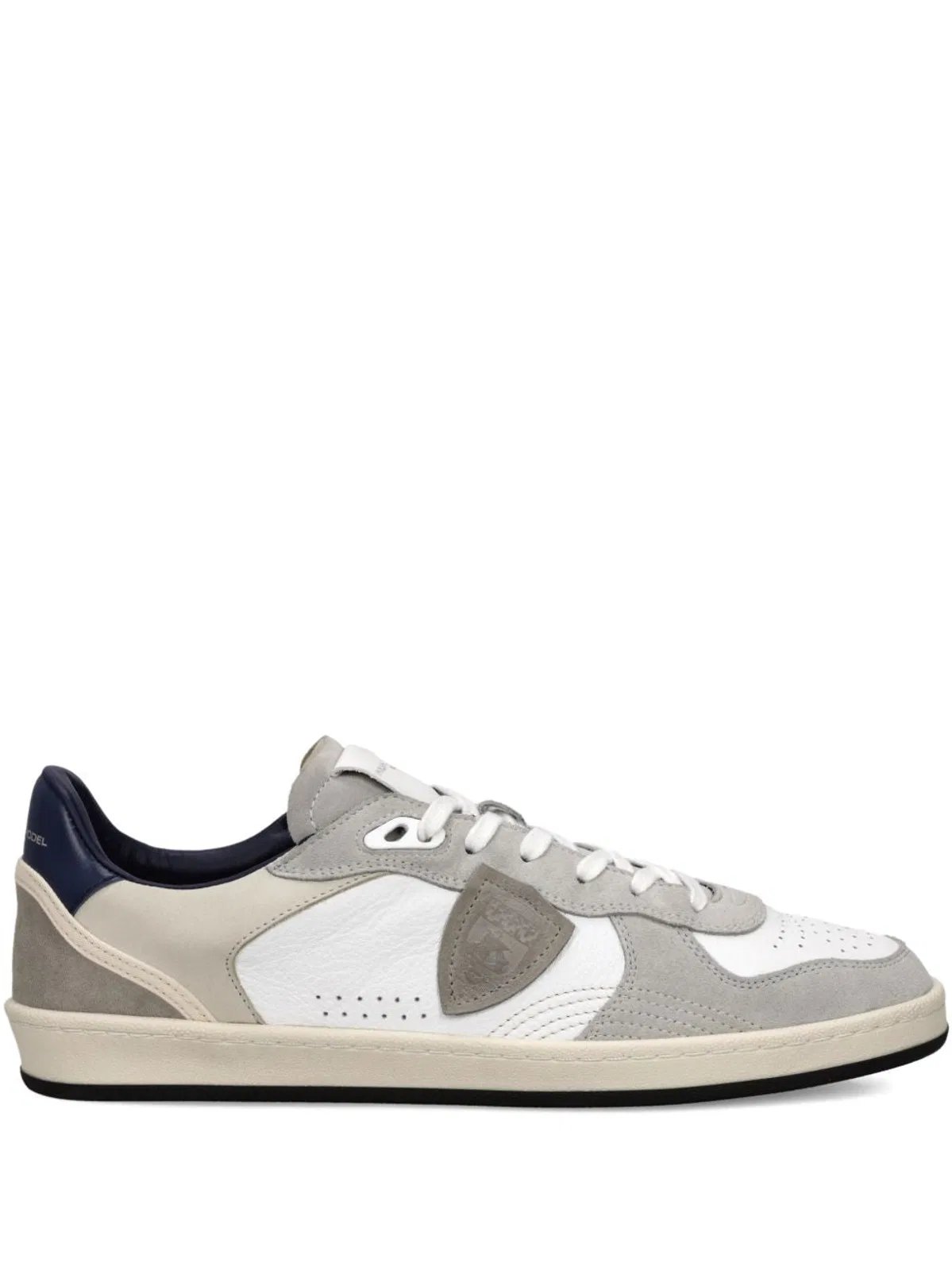 White Perforated Lace-Up Sneakers